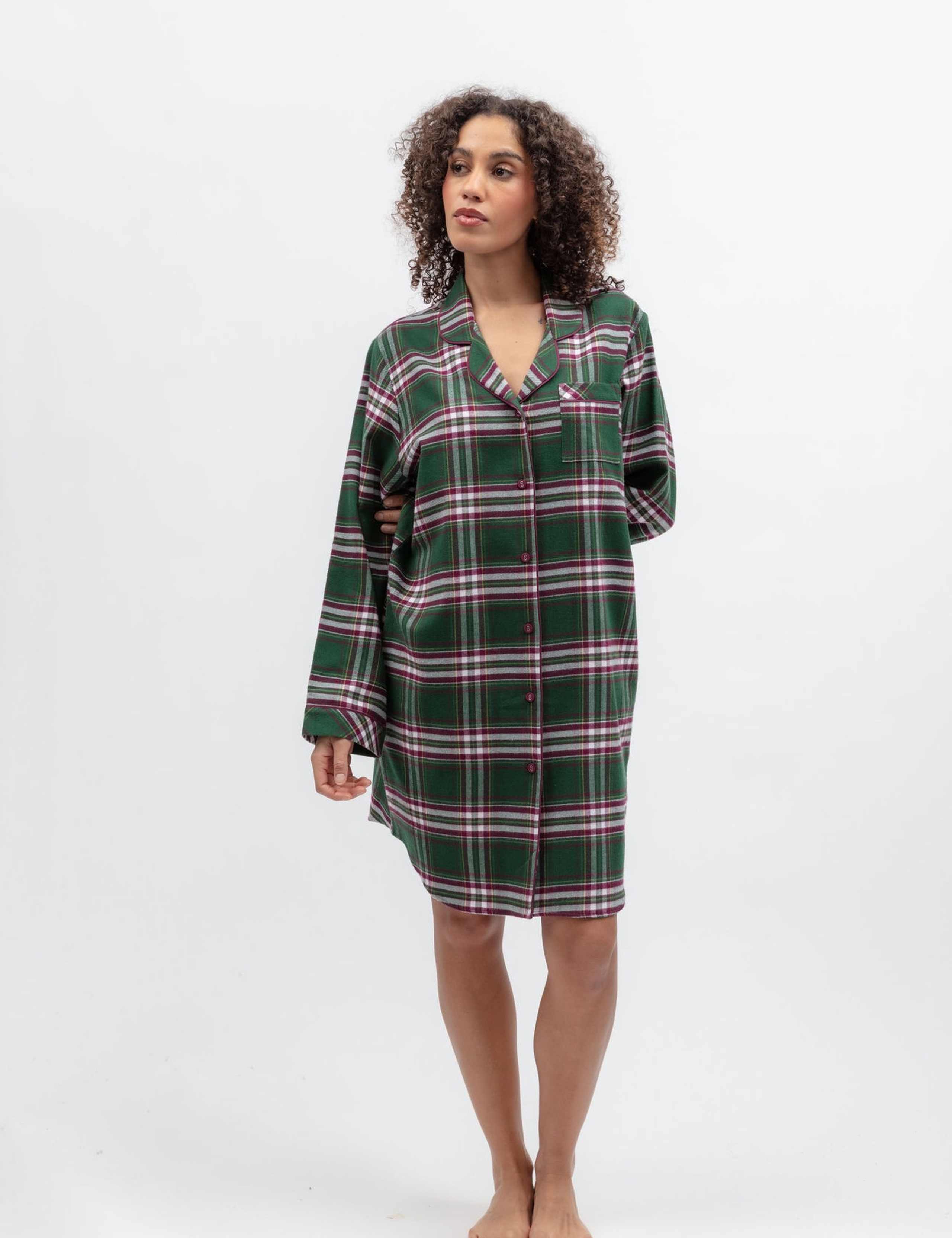 Pure Cotton Checked Family Christmas Nightshirt