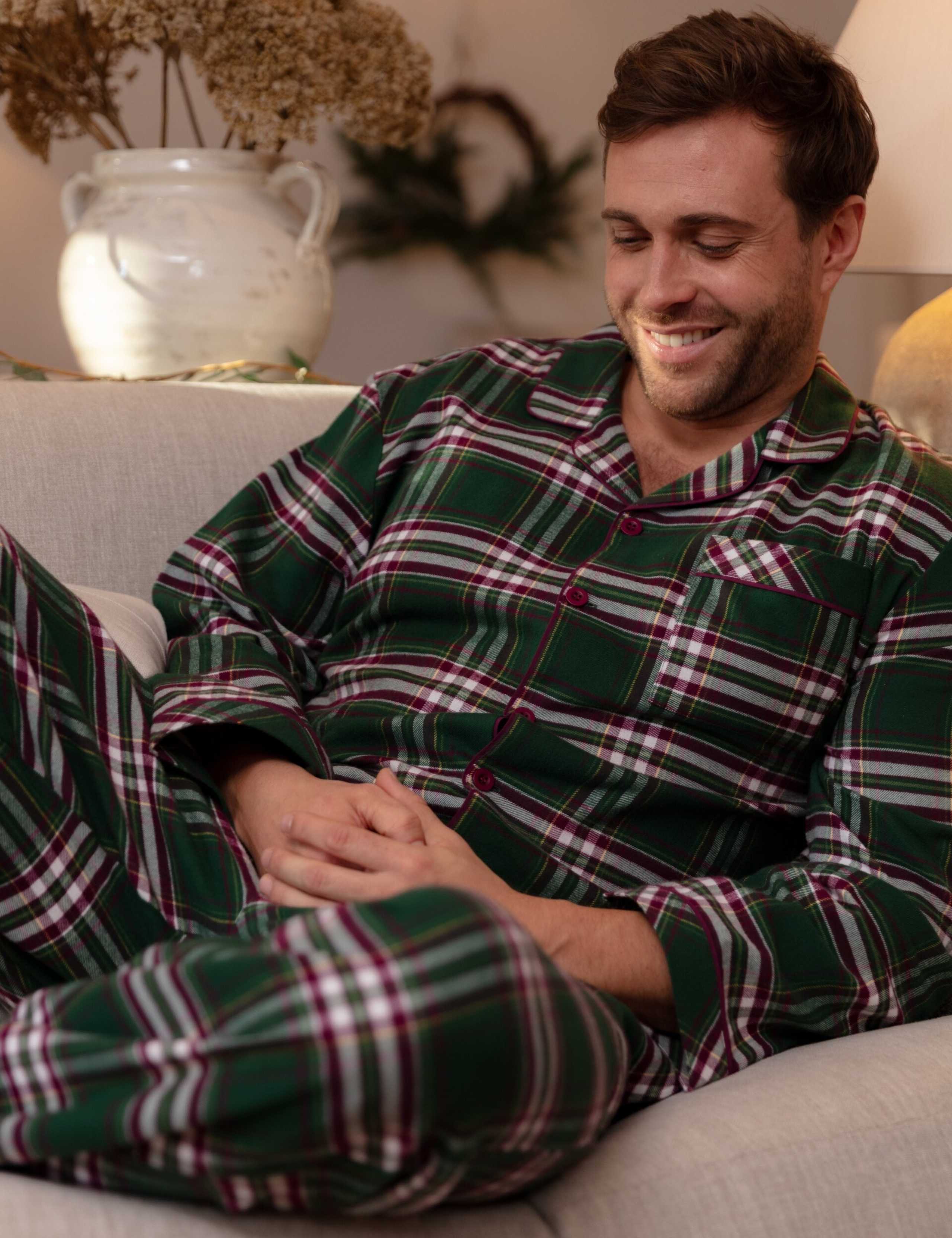 Pure Cotton Checked Family Christmas Pyjama Top