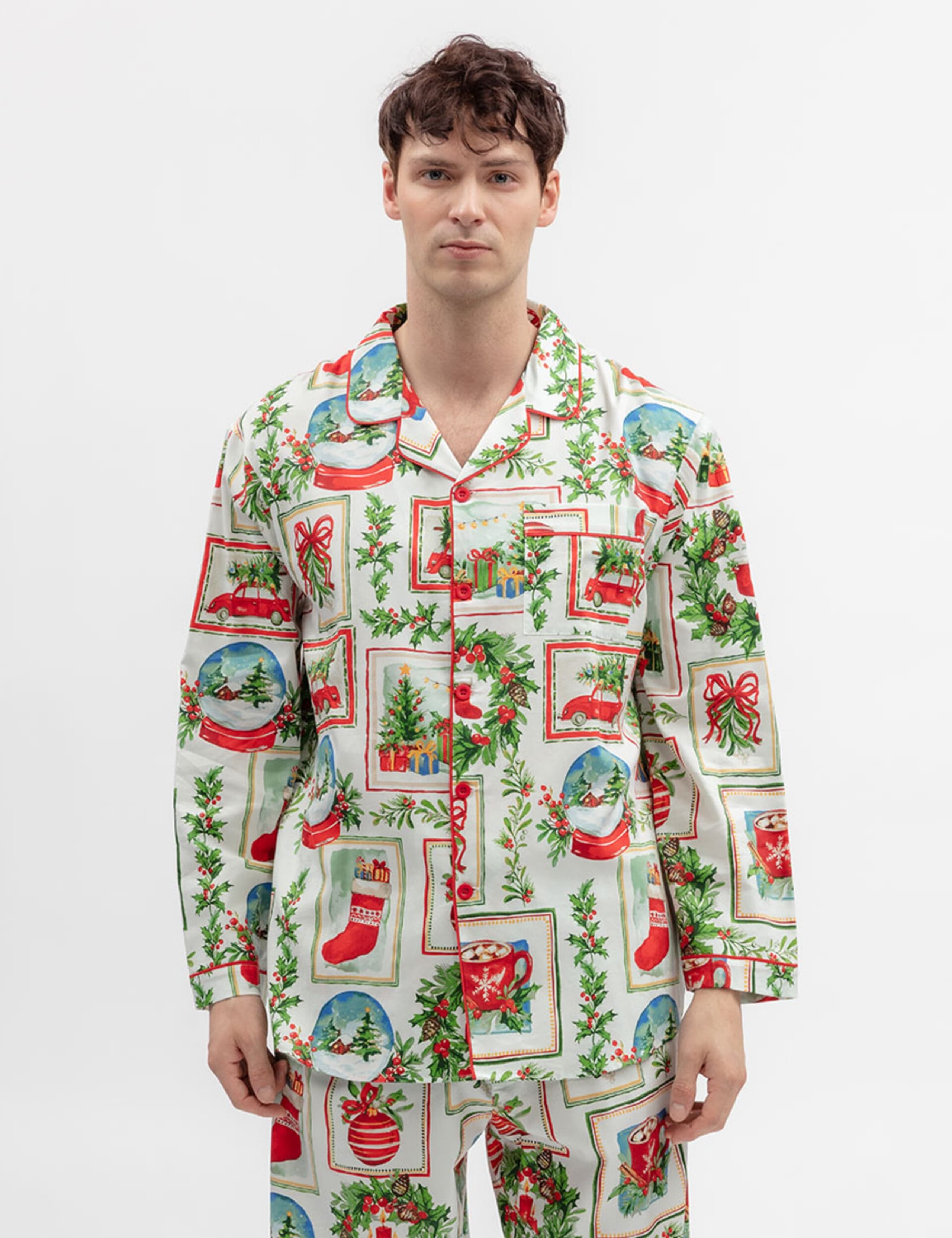 Cotton Modal Family Christmas Postcard Pyjama Top