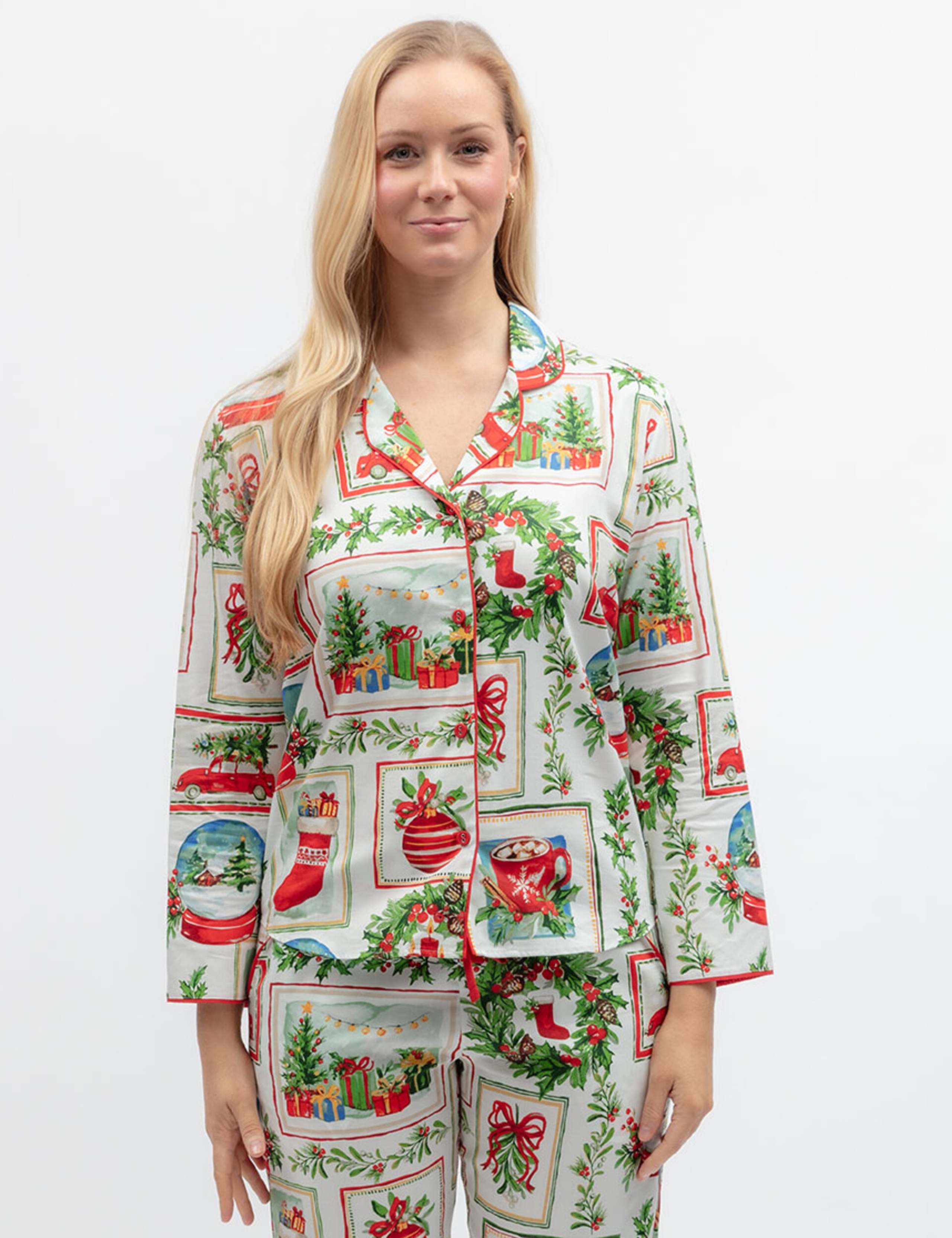 Cotton Modal Family Christmas Postcard Pyjama Top