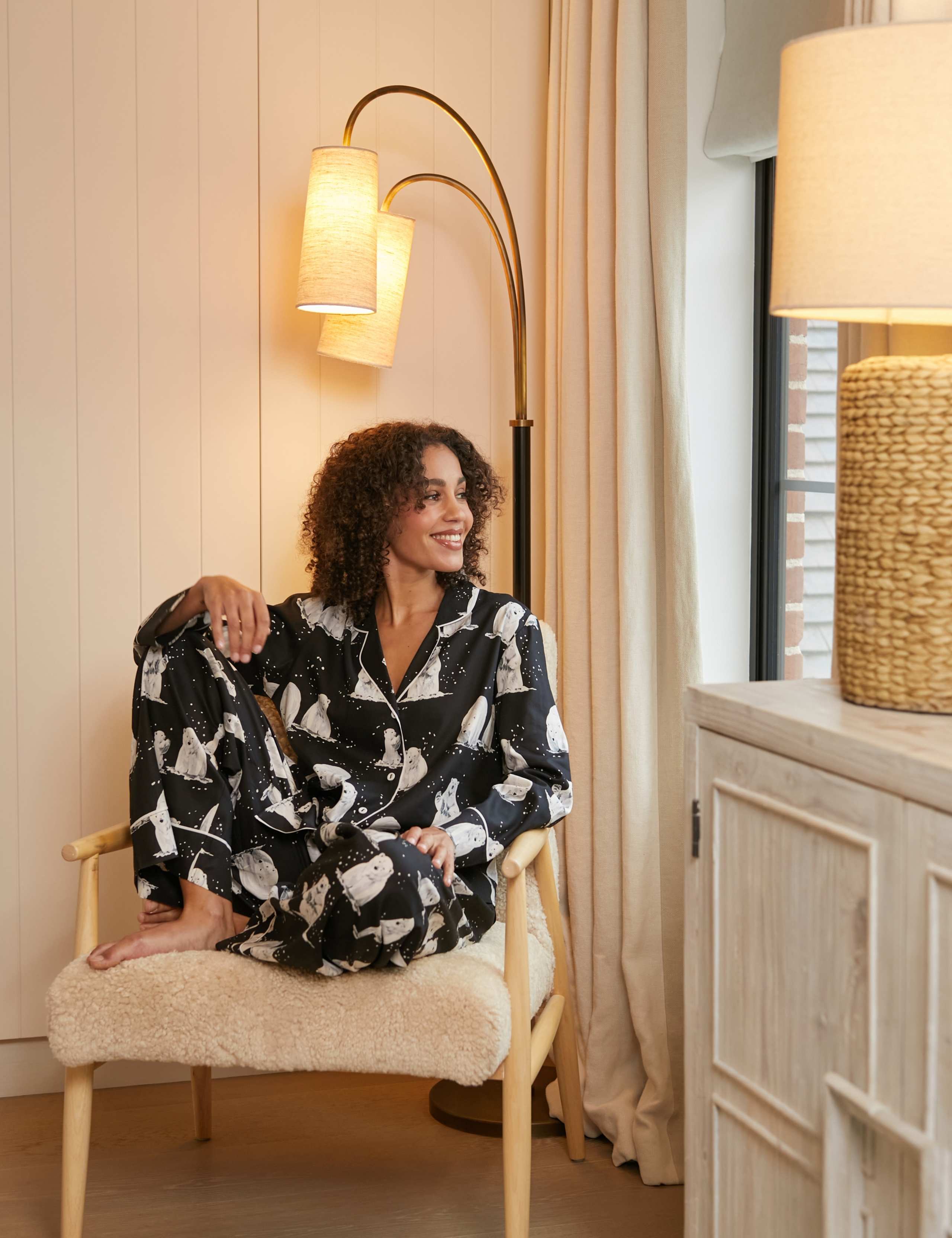 Cotton Modal Polar Bear Print Pyjama Bottoms
