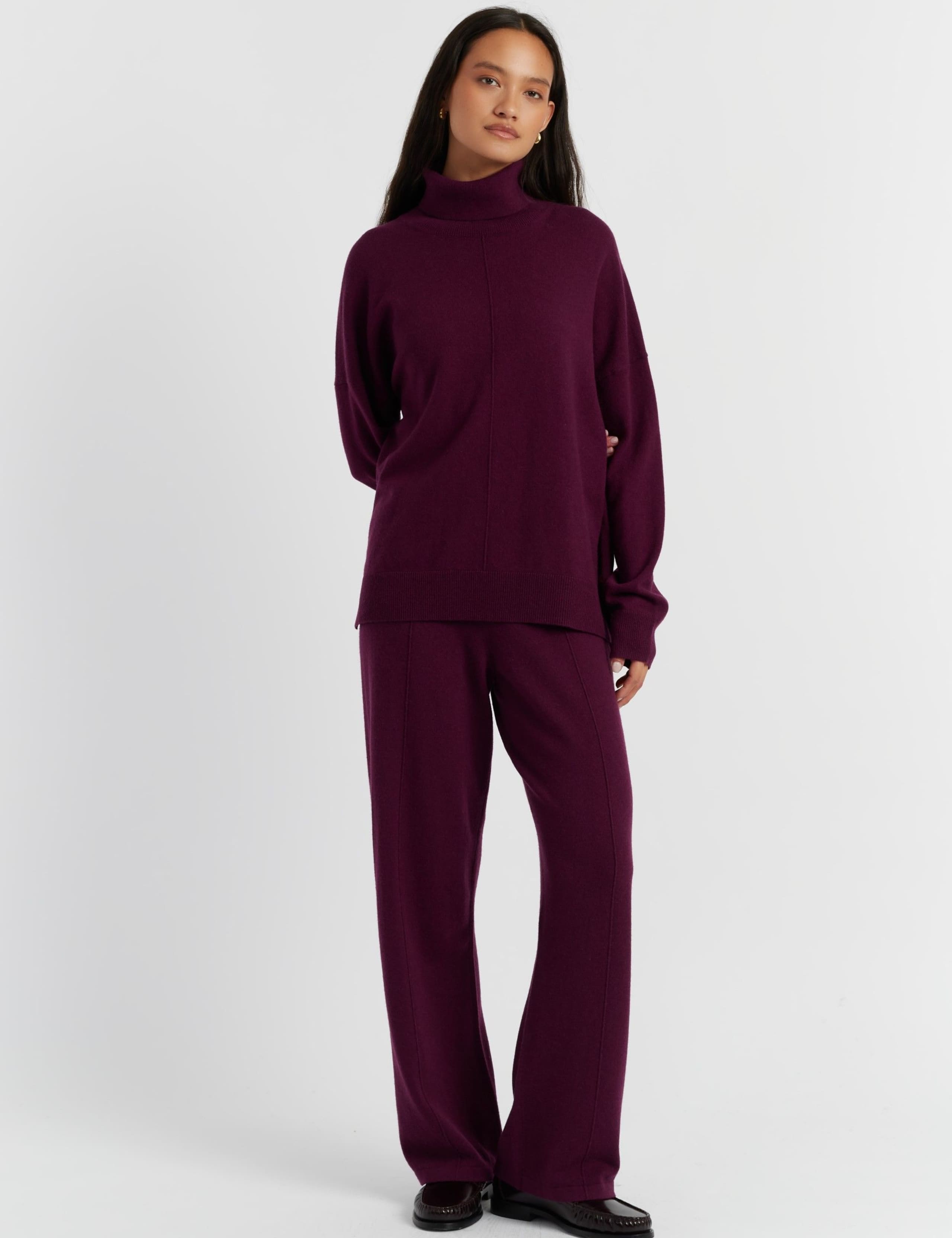 Wool Rich with Cashmere Roll Neck Relaxed Jumper