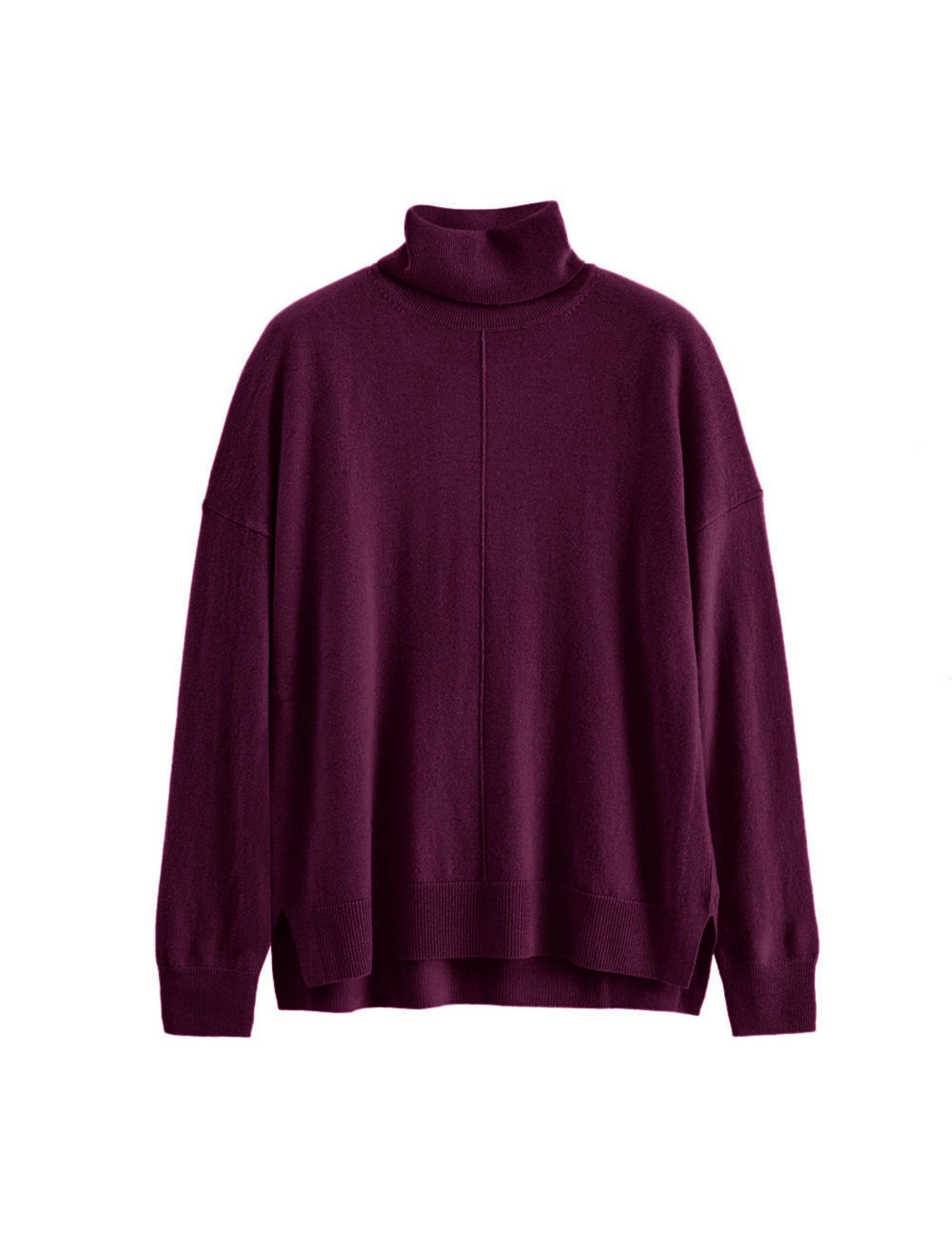 Wool Rich with Cashmere Roll Neck Relaxed Jumper