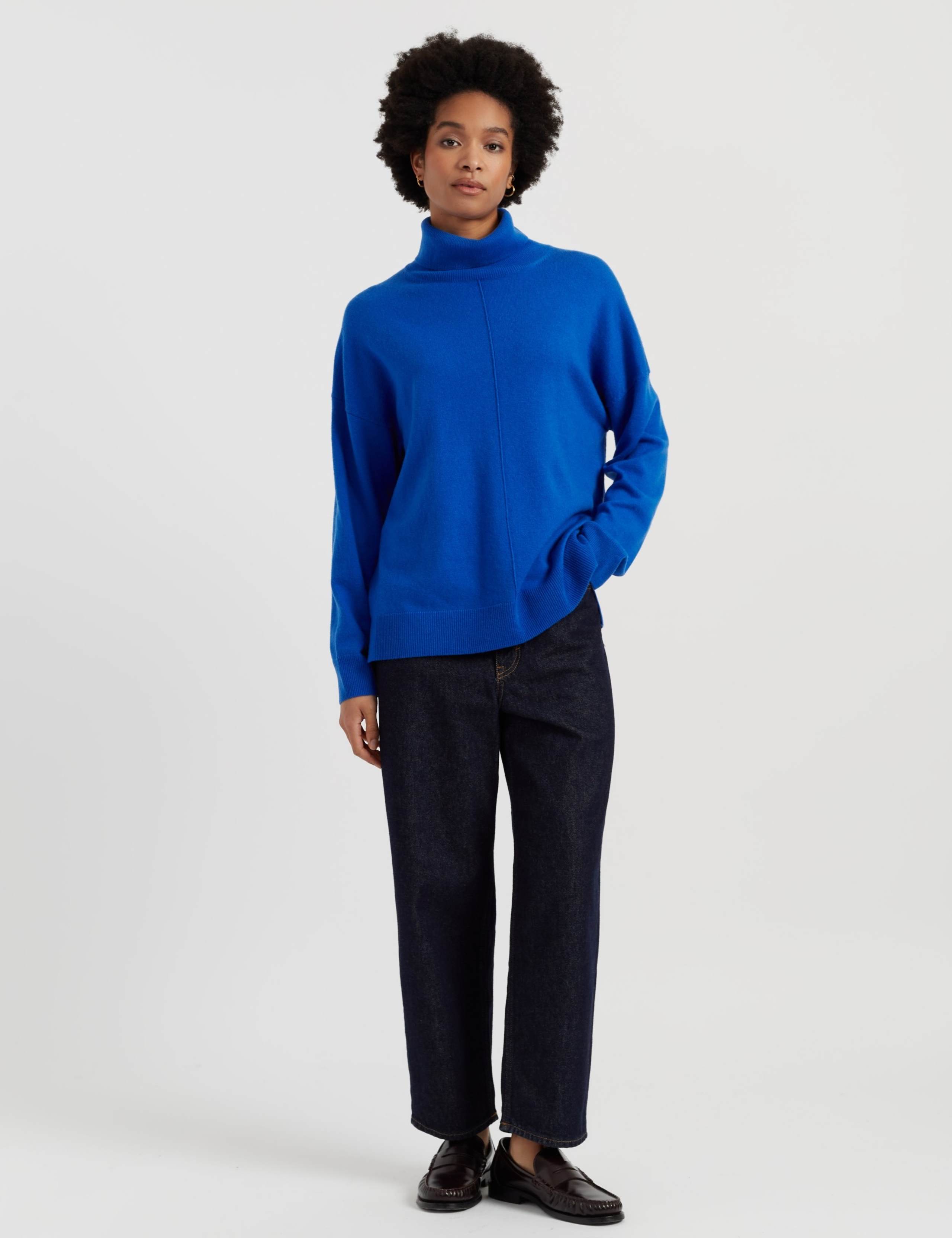 Wool Rich with Cashmere Roll Neck Relaxed Jumper