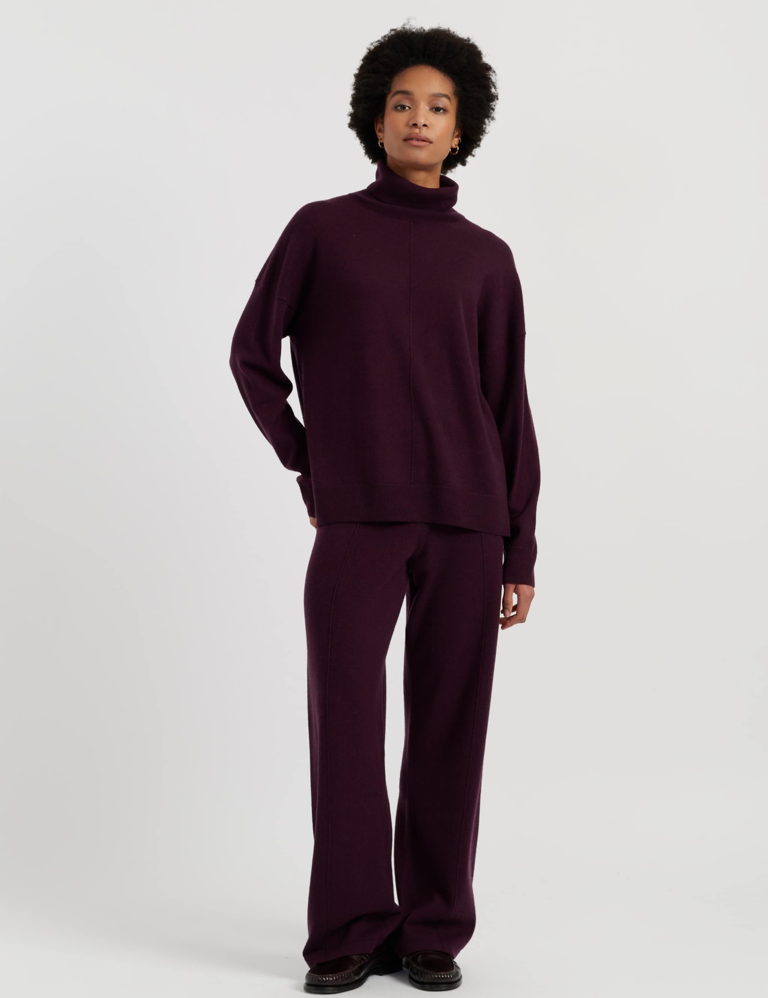 Wool Rich with Cashmere Roll Neck Relaxed Jumper