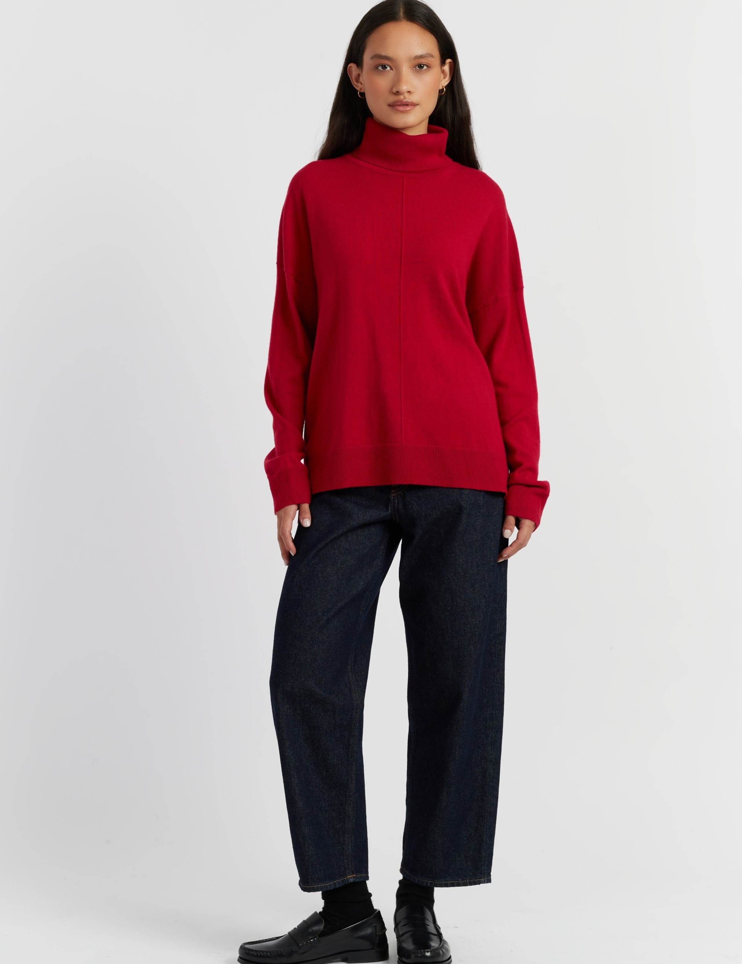 Wool Rich with Cashmere Roll Neck Relaxed Jumper