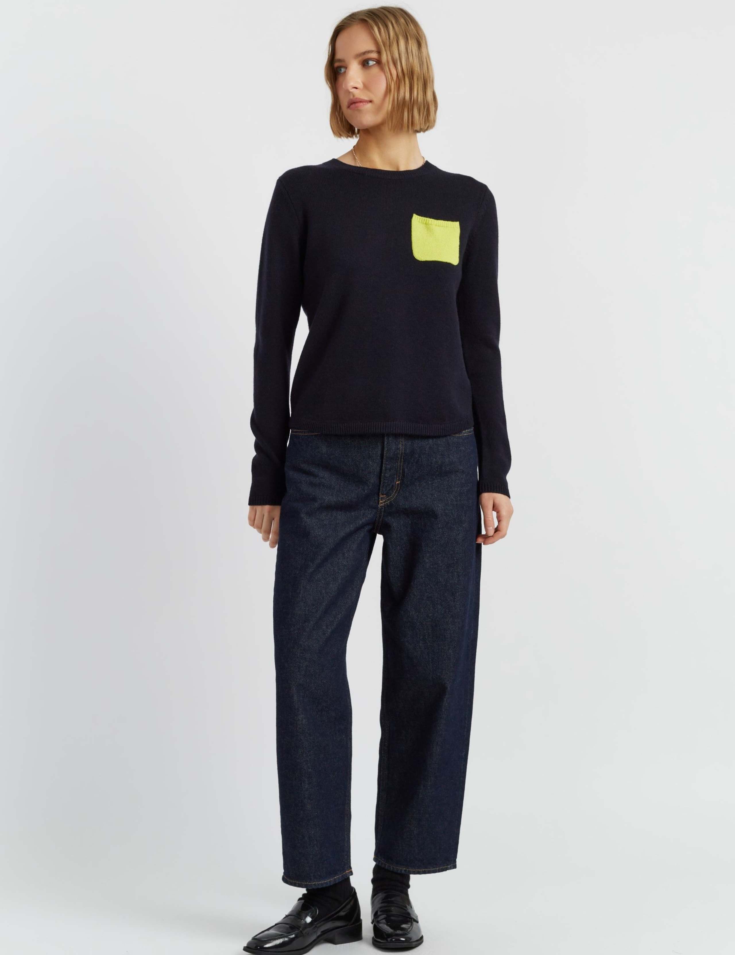 Merino Wool with Cashmere Pocket Detail Jumper