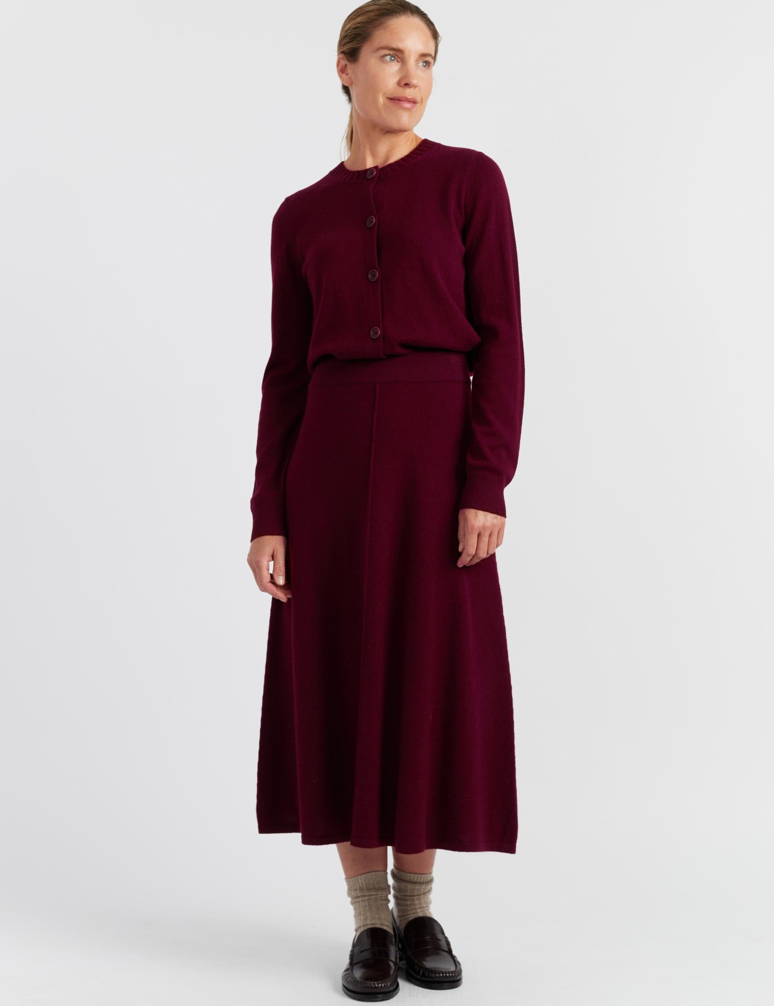 Midi A-Line Skirt with Cashmere