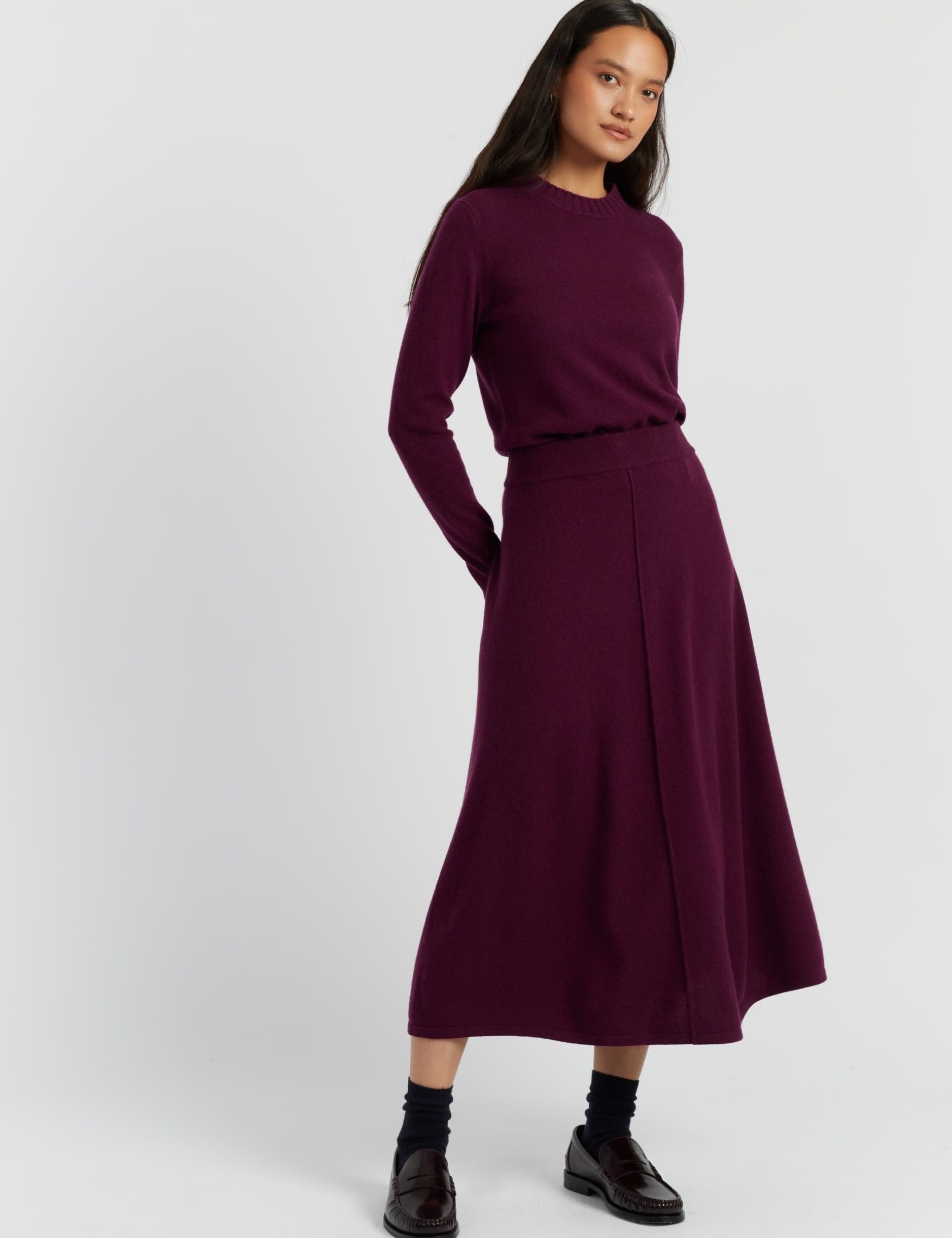 Midi A-Line Skirt with Cashmere