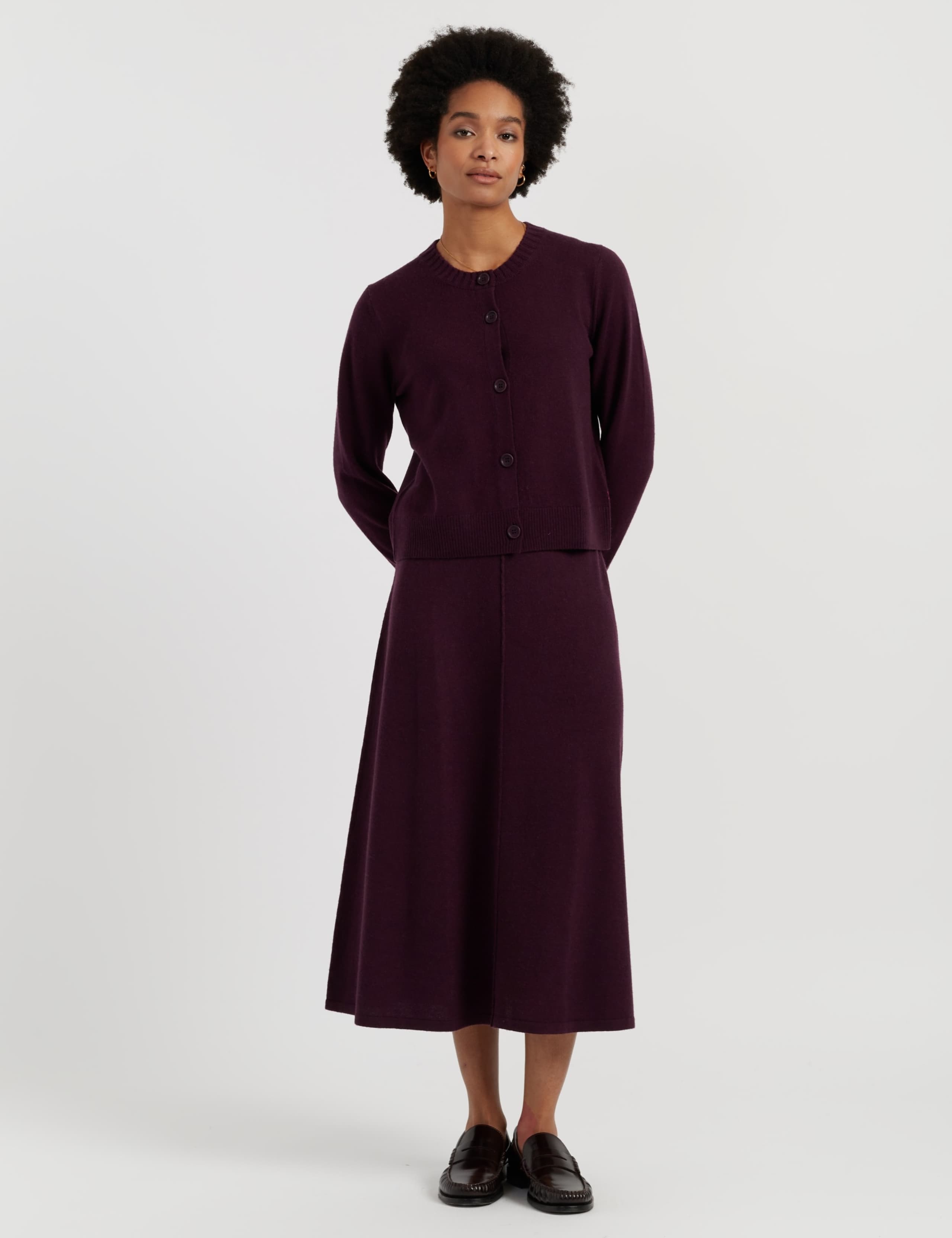 Midi A-Line Skirt with Cashmere