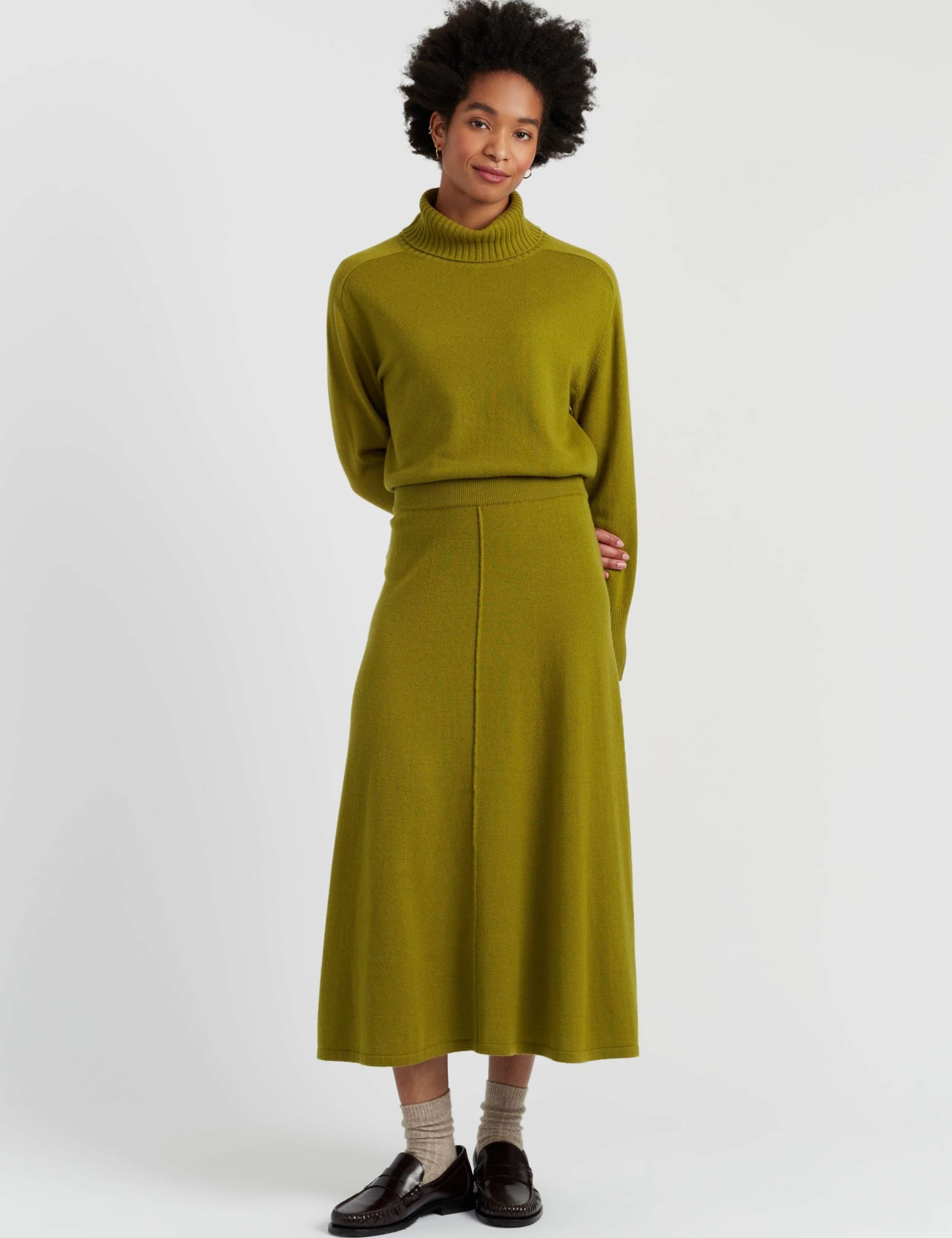 Midi A-Line Skirt with Cashmere