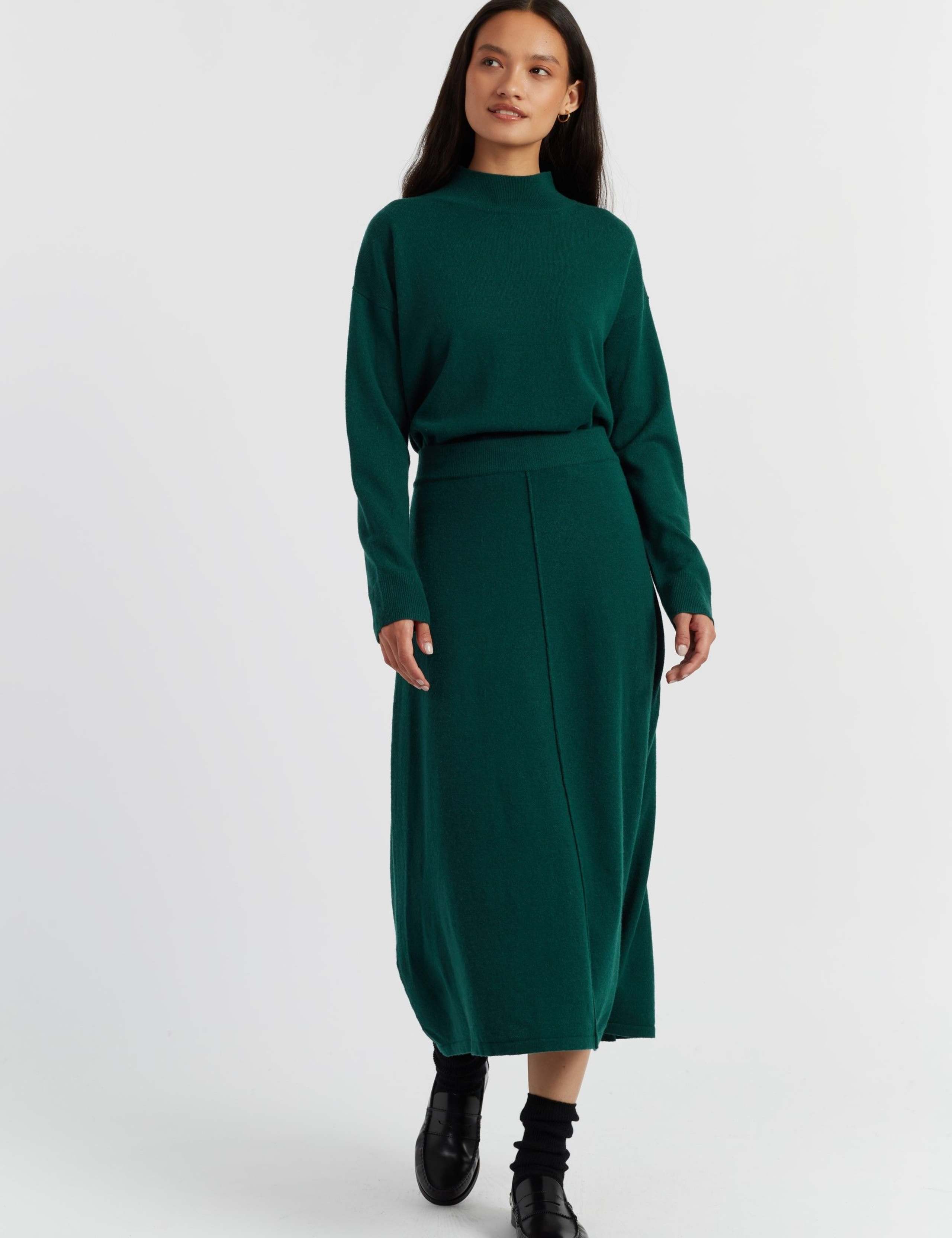 Midi A-Line Skirt with Cashmere