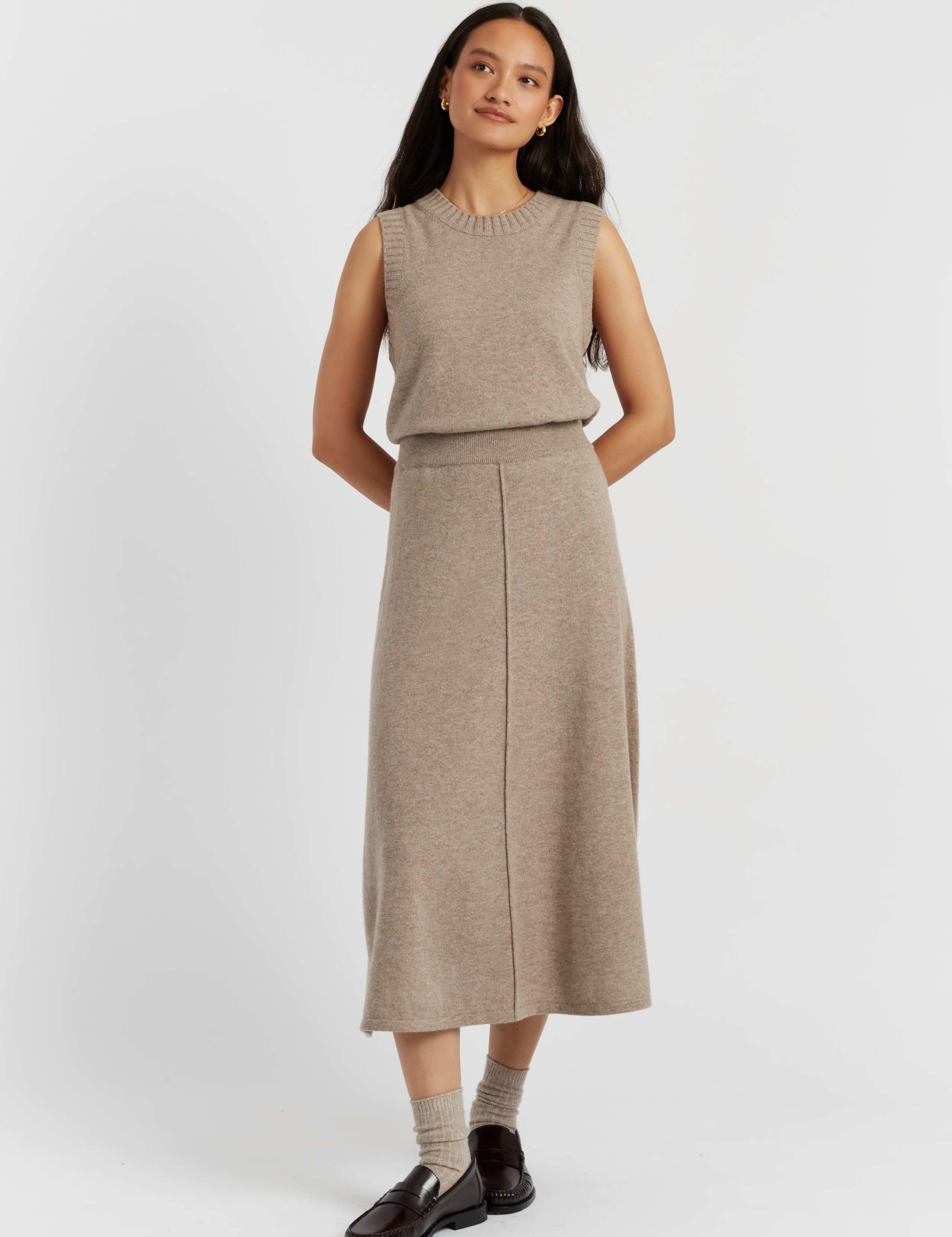 Midi A-Line Skirt with Cashmere