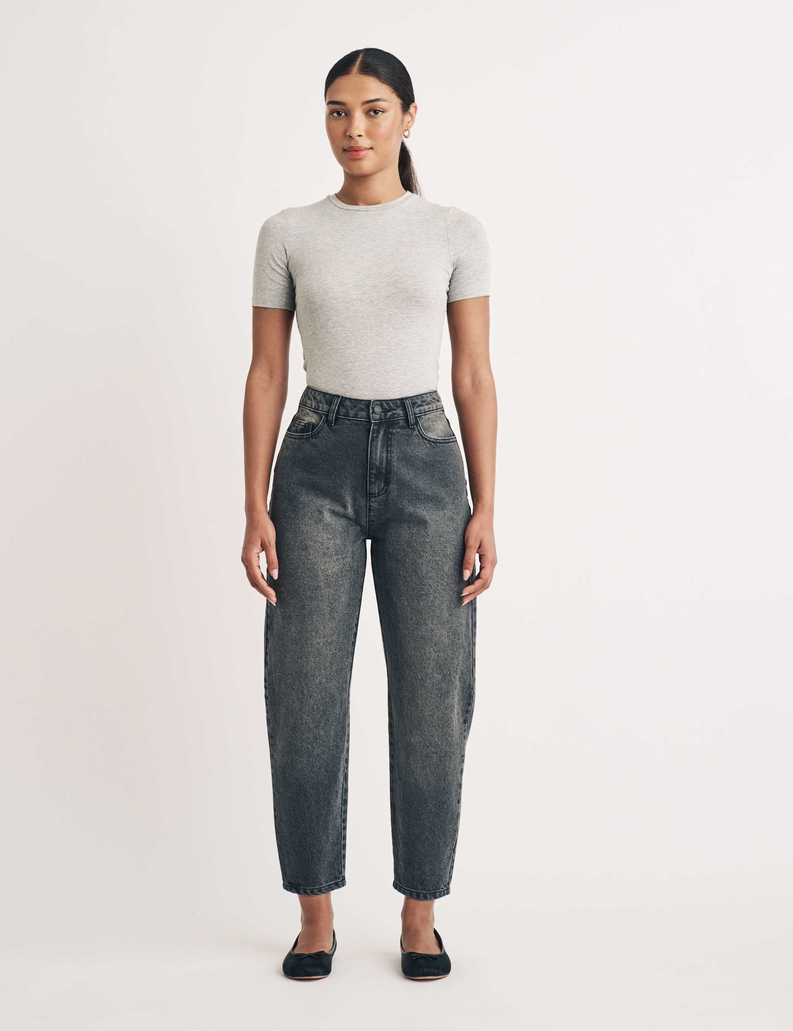 High Waisted Barrel Leg Jeans