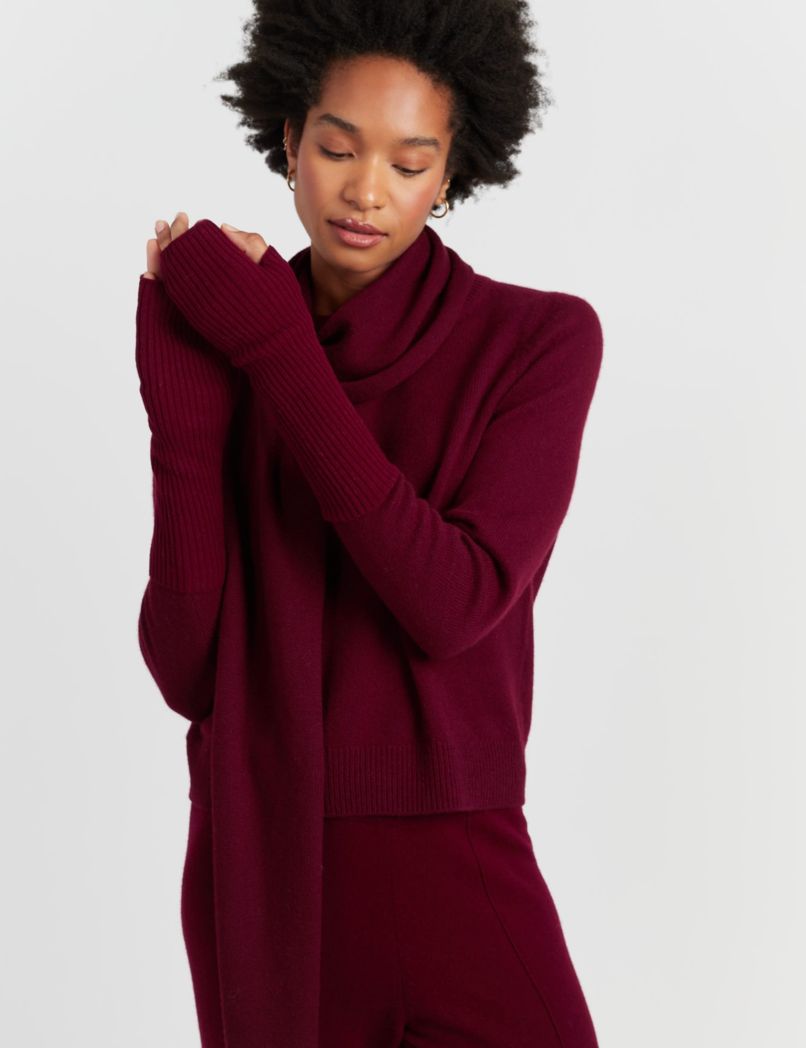 Wool Rich Fingerless Gloves With Cashmere