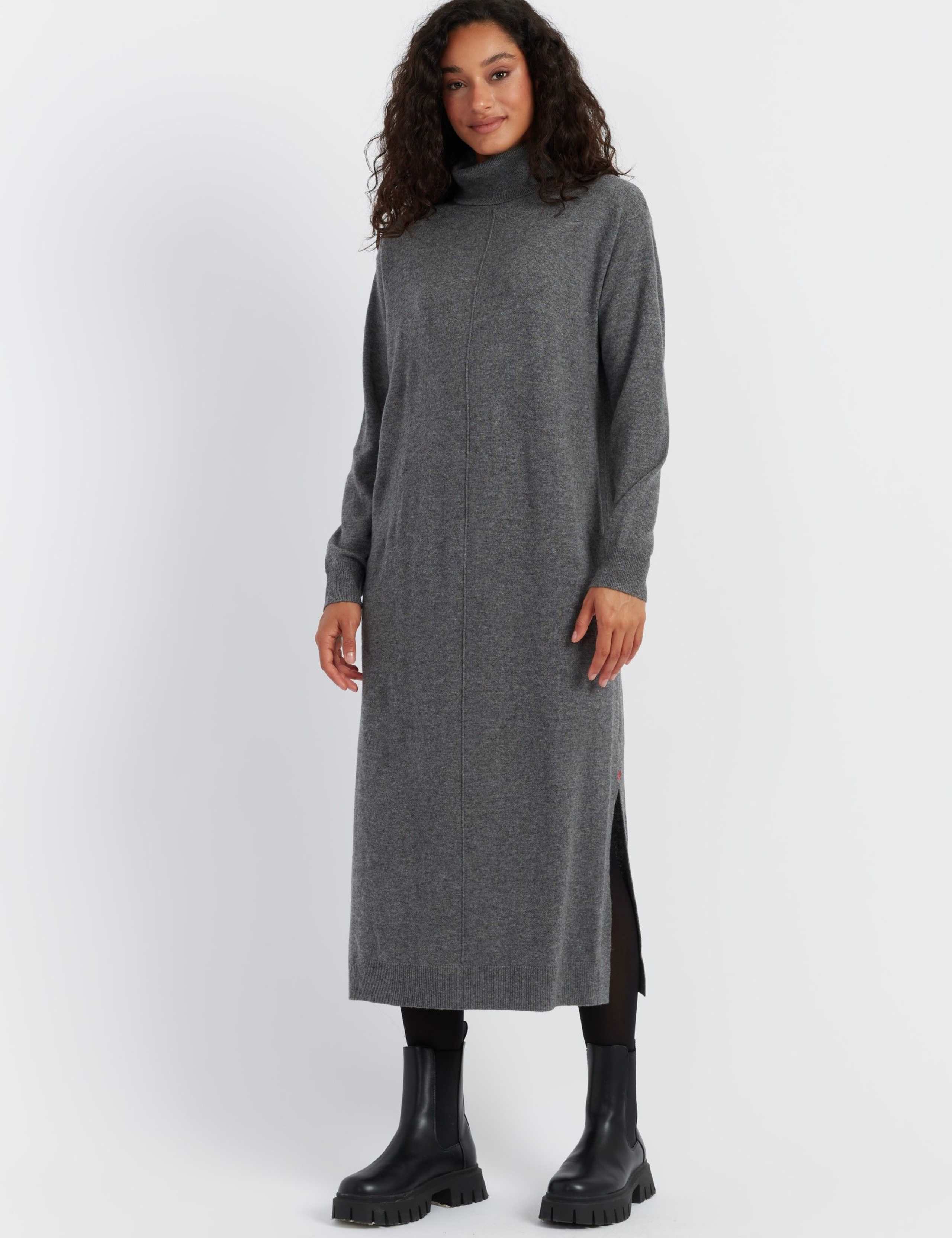 Wool Rich Roll Neck Midi Jumper Dress