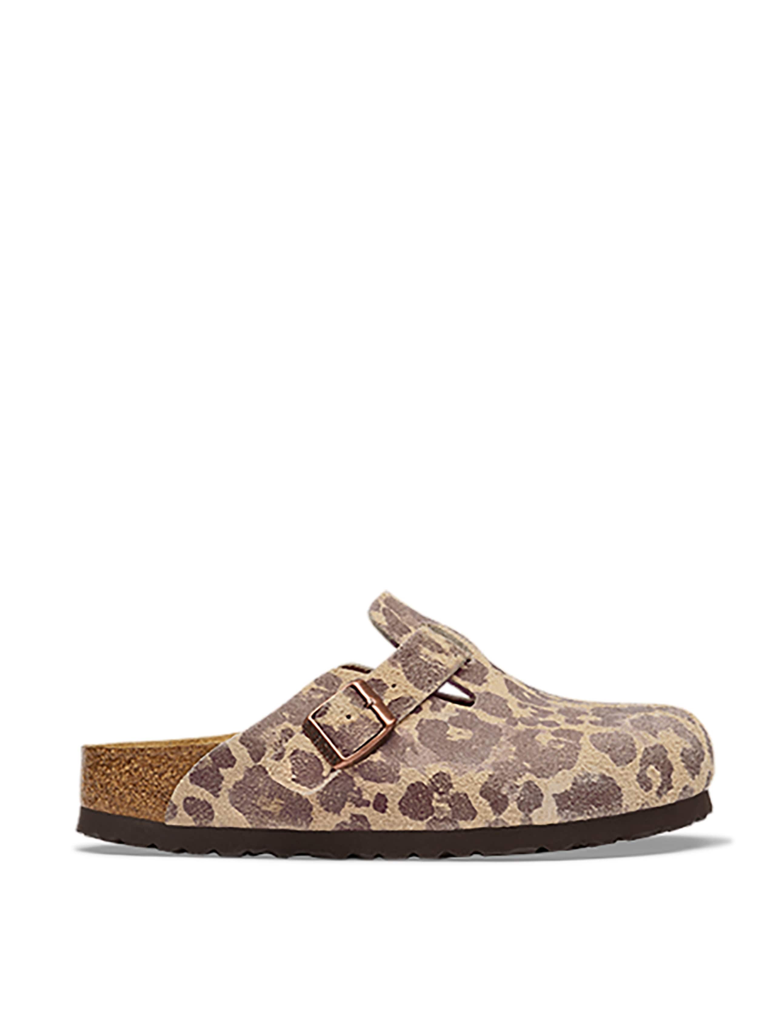 Boston Suede Animal Print Footbed Mules