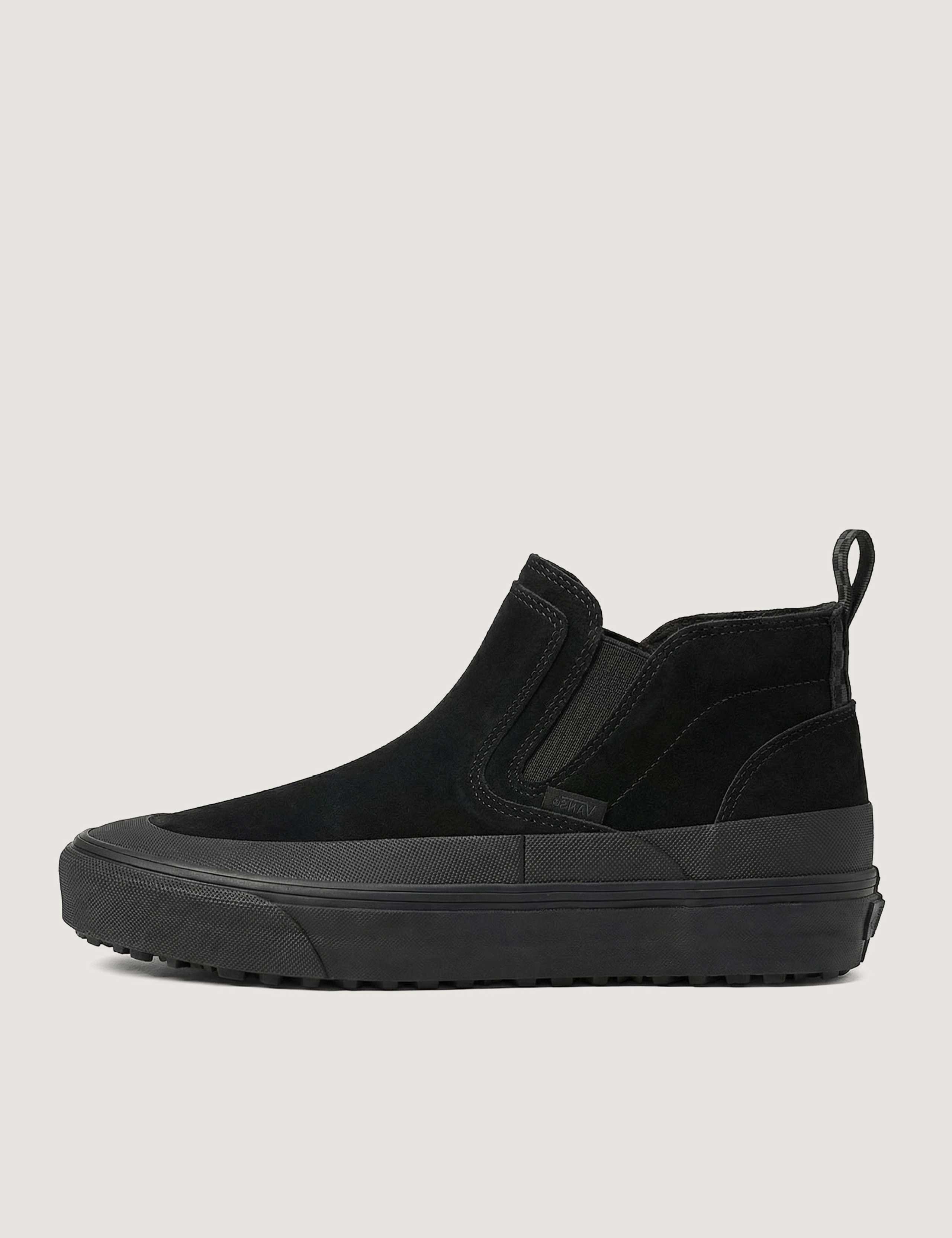 Mid Slip Leather Slip On Platform Trainers