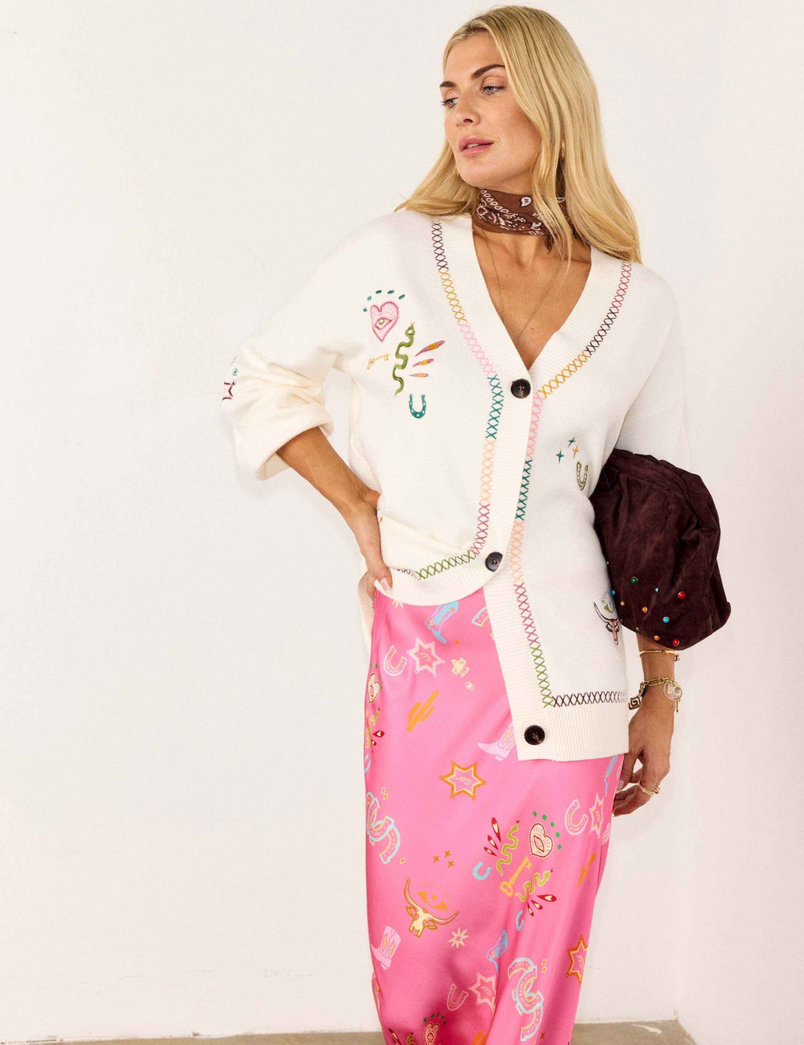 Embroidered Longline Cardigan