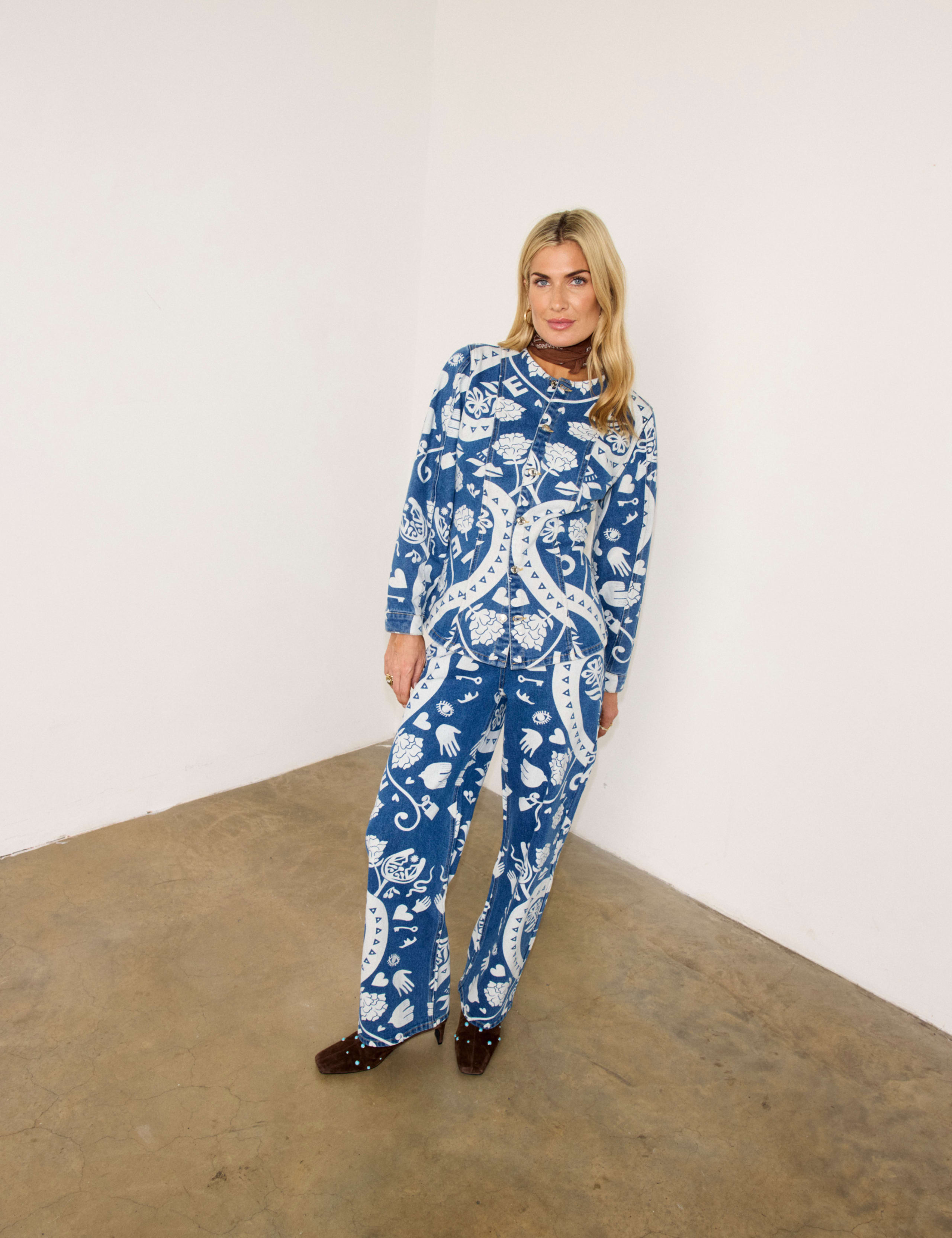 High Waisted Printed Cigarette Jeans