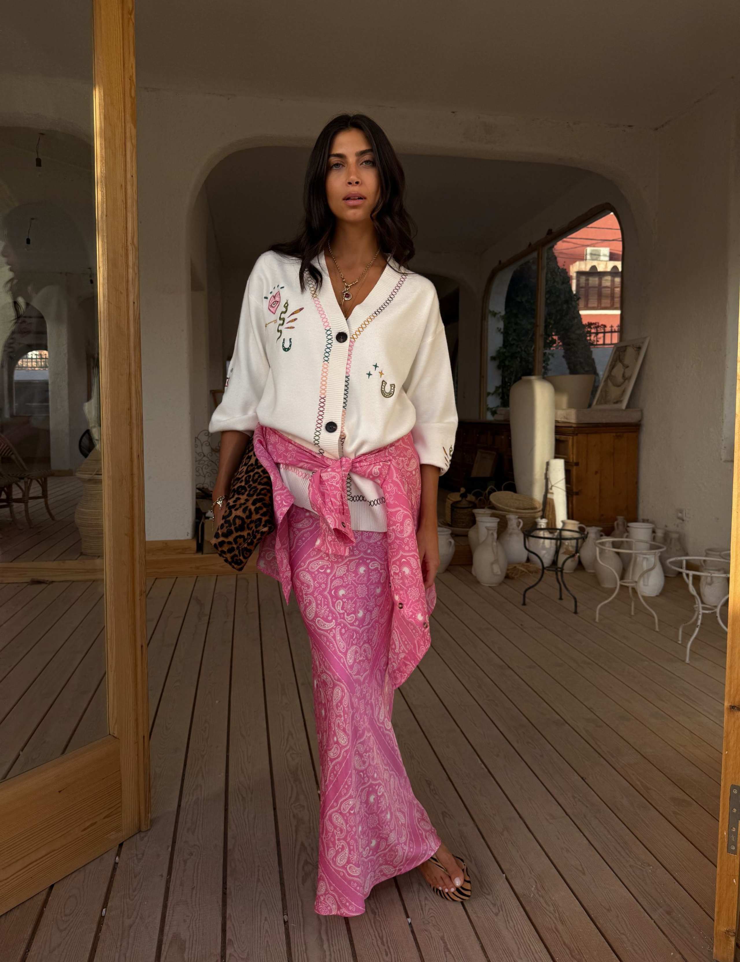 Bandana Print Maxi Slip Skirt