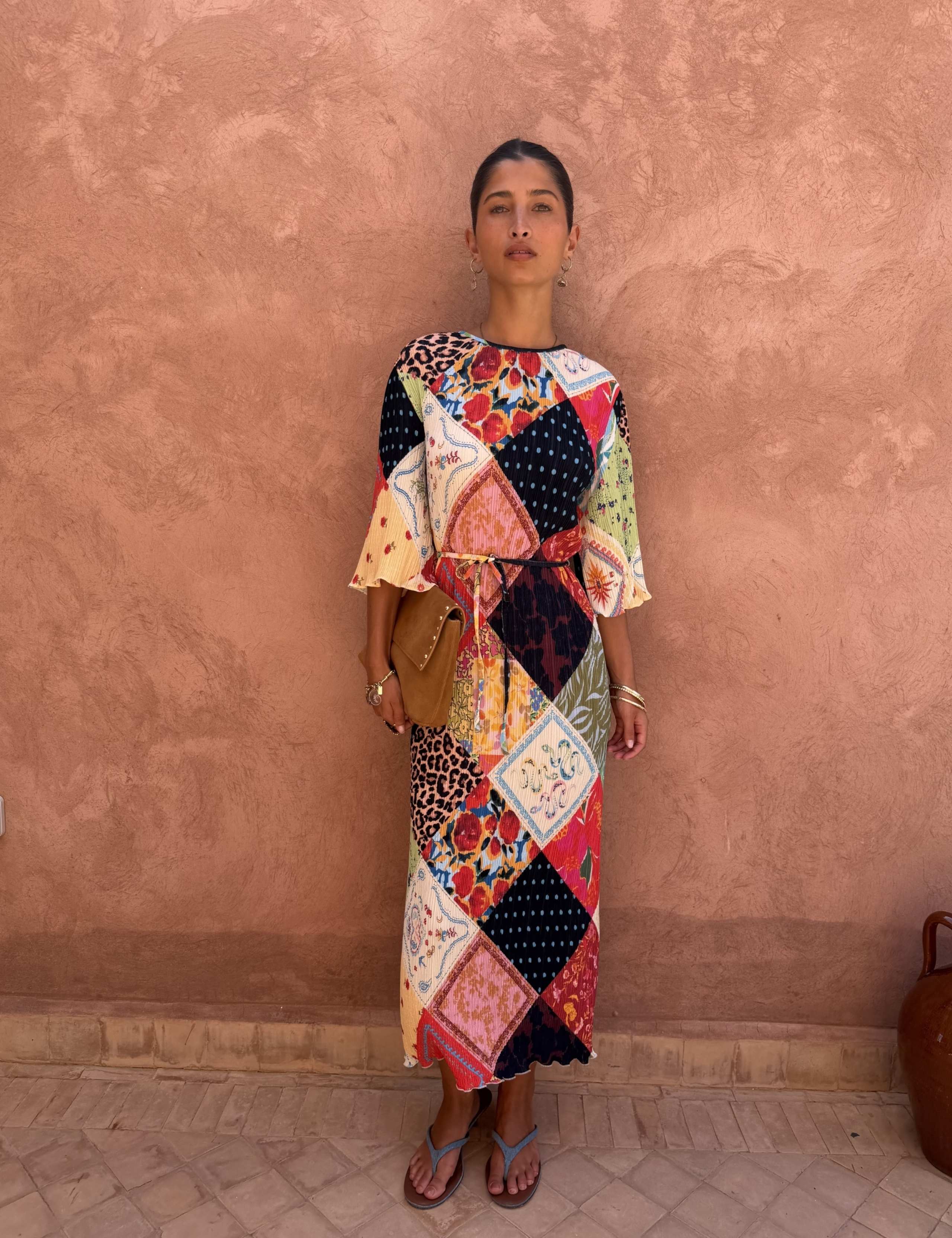 Printed Midaxi Waisted Dress