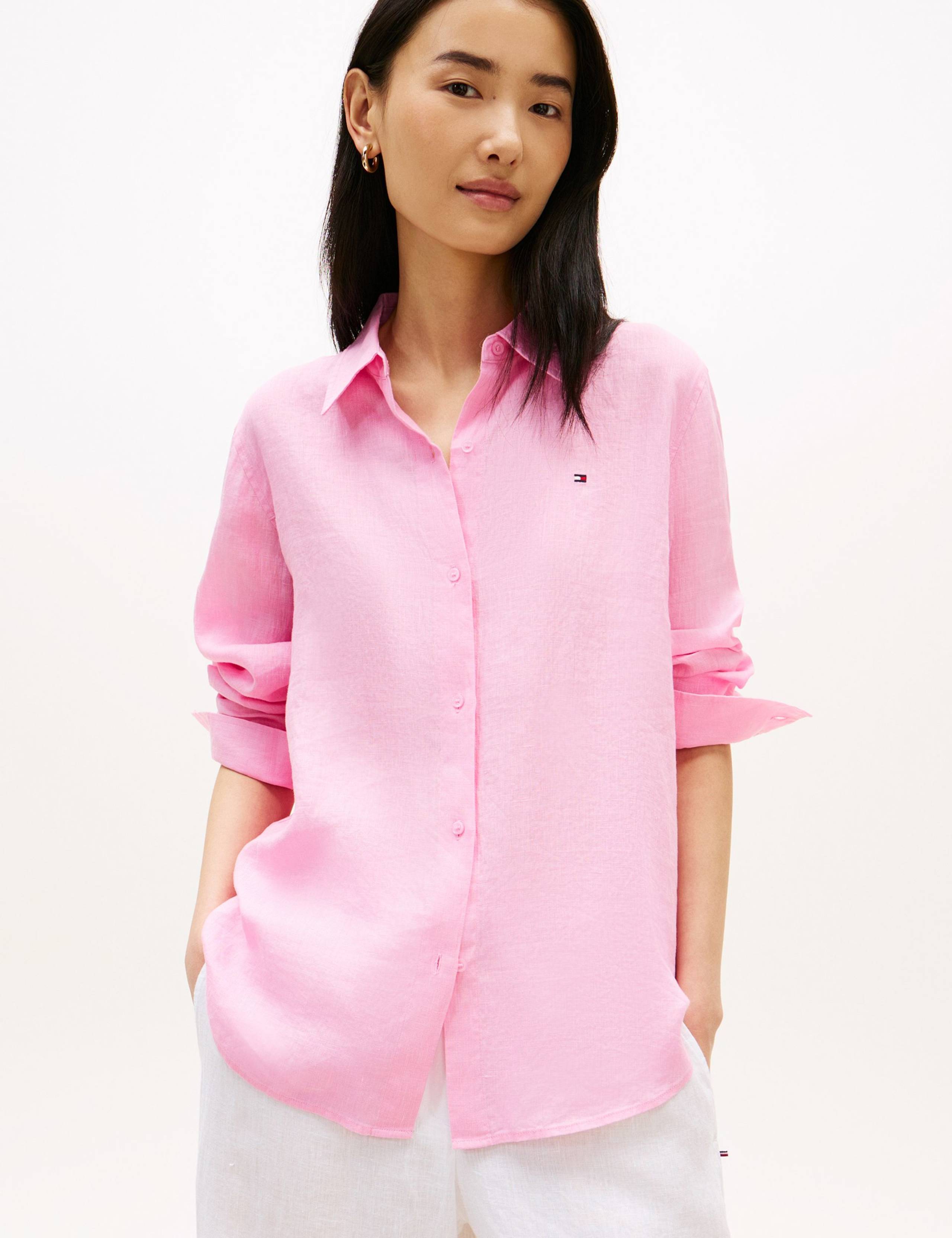 Pure Linen Collared Relaxed Shirt