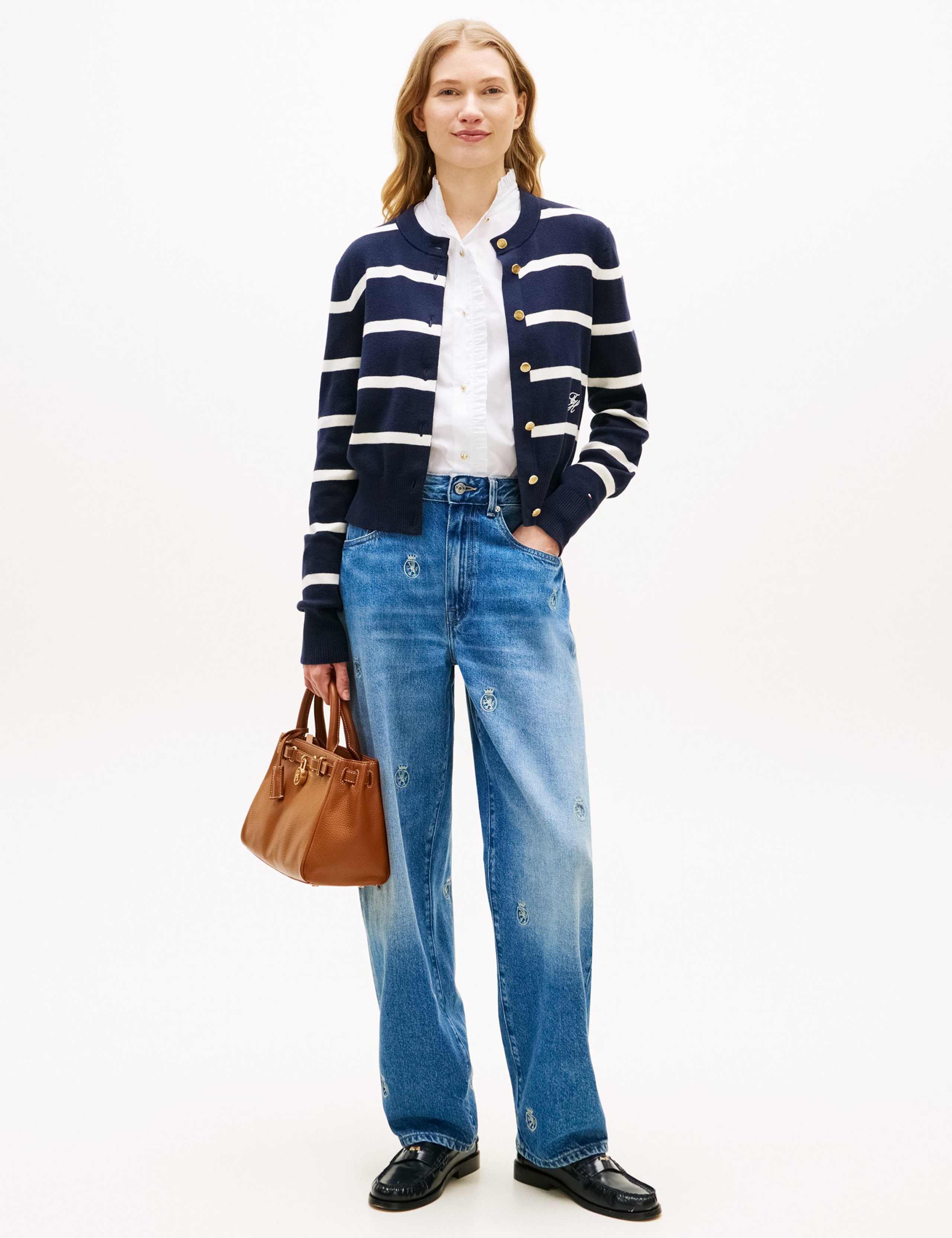 Embroidered High Waisted Barrel Jeans