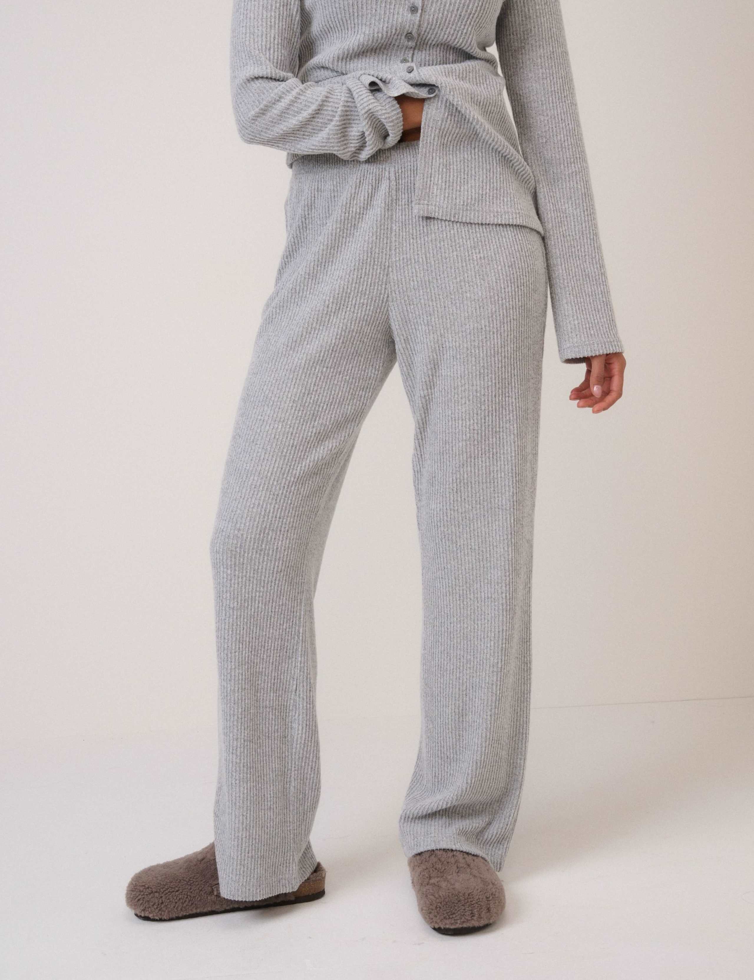 Cosy Ribbed Wide Leg Lounge Pants