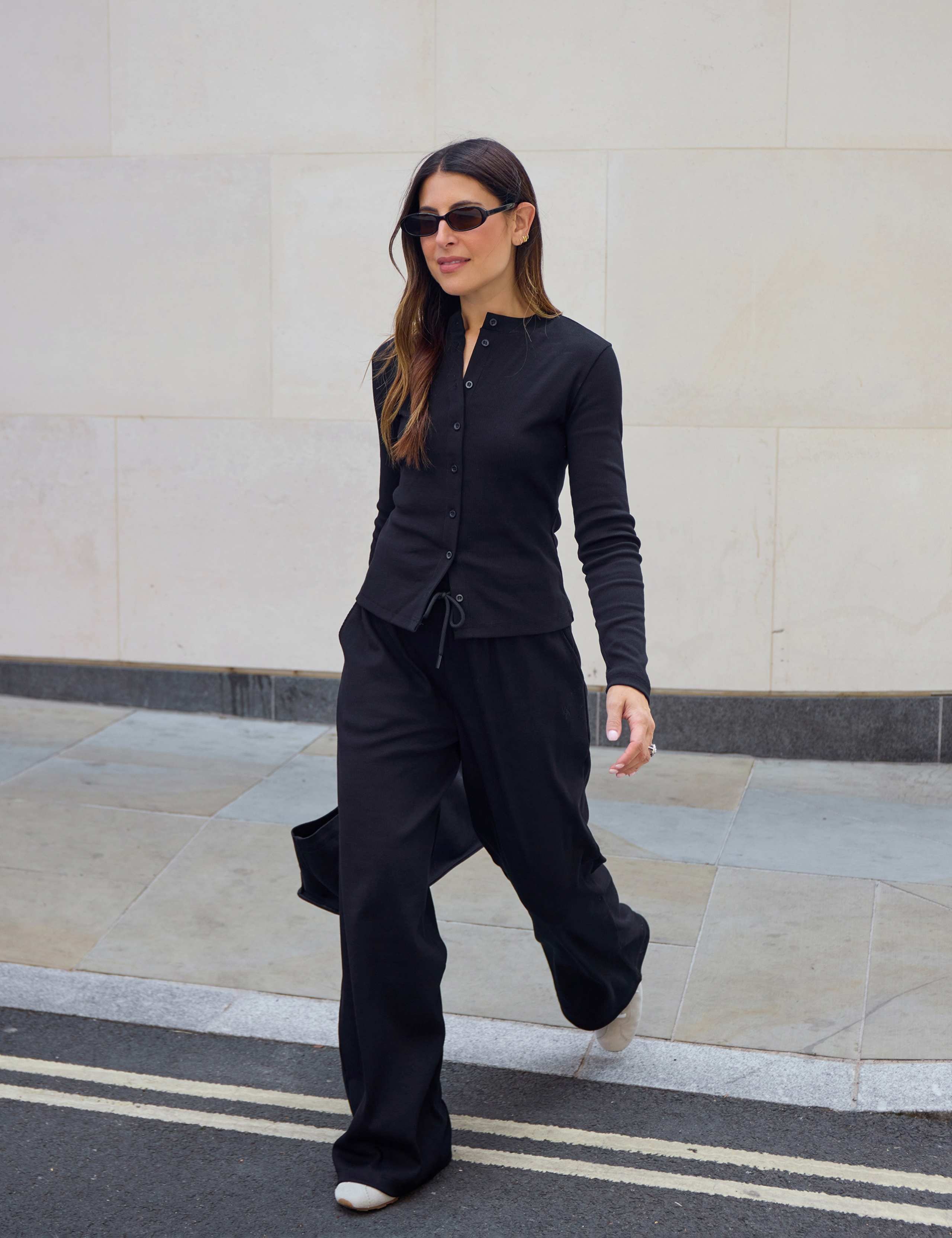 Cotton Rich Ribbed Wide Leg Joggers