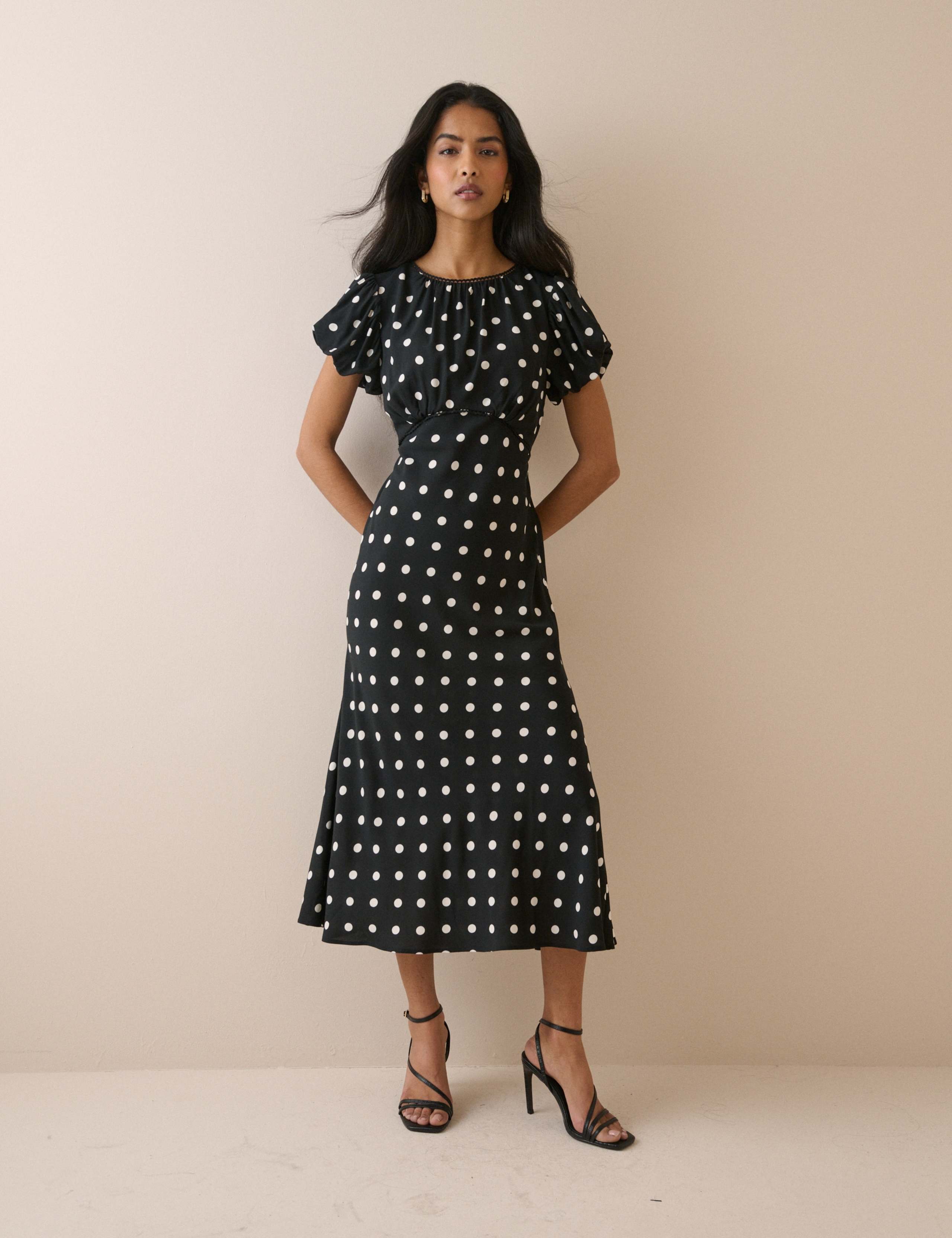 Polka Dot Midi Skater Dress