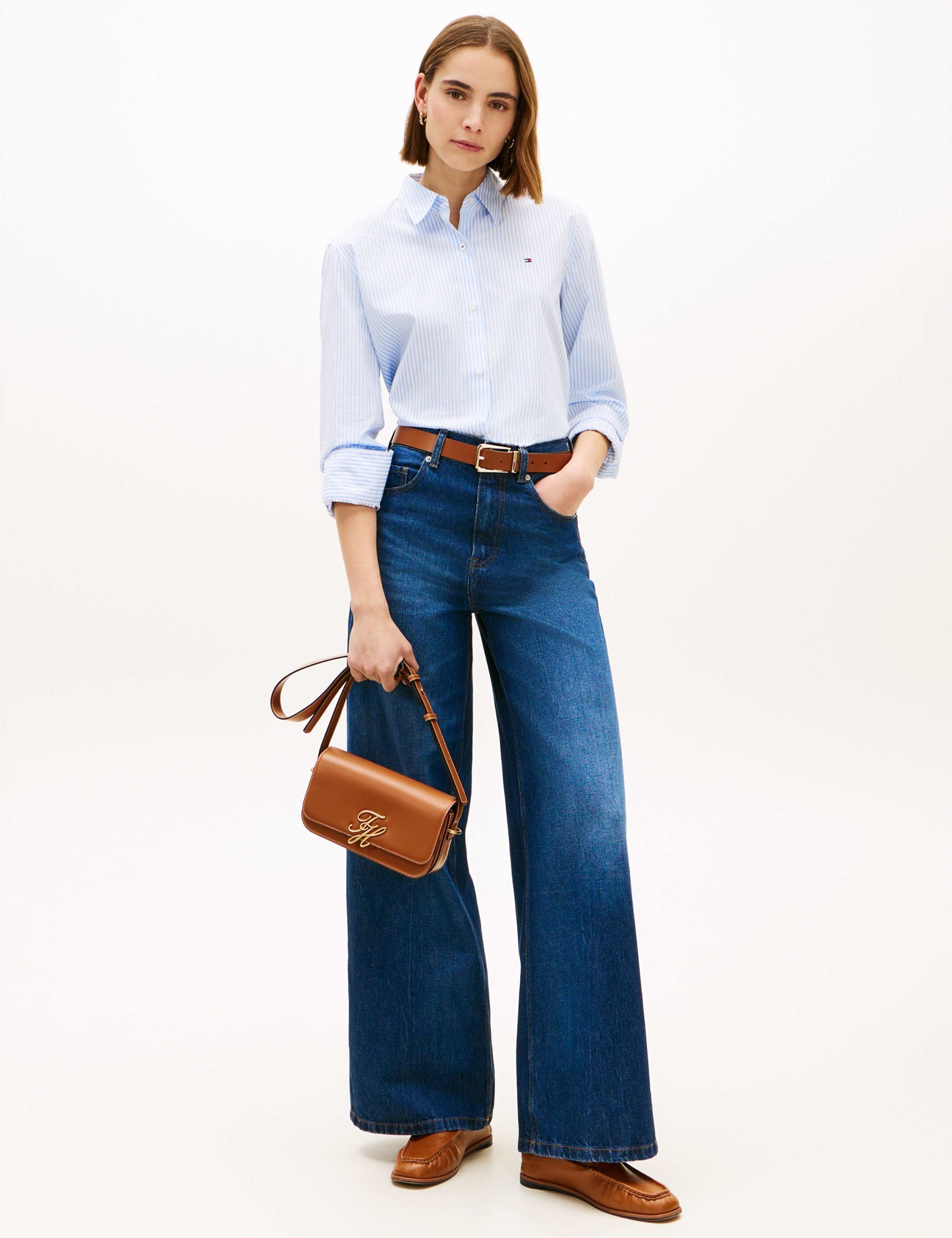 Script Leather Cross Body Bag