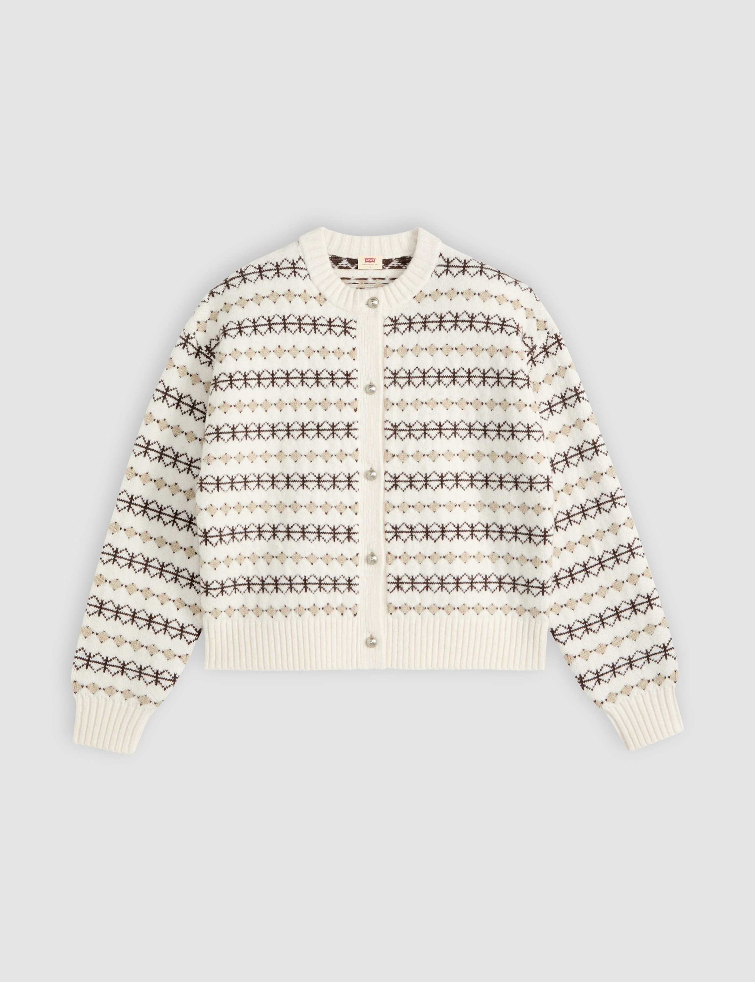Patterned Crew Neck Cardigan