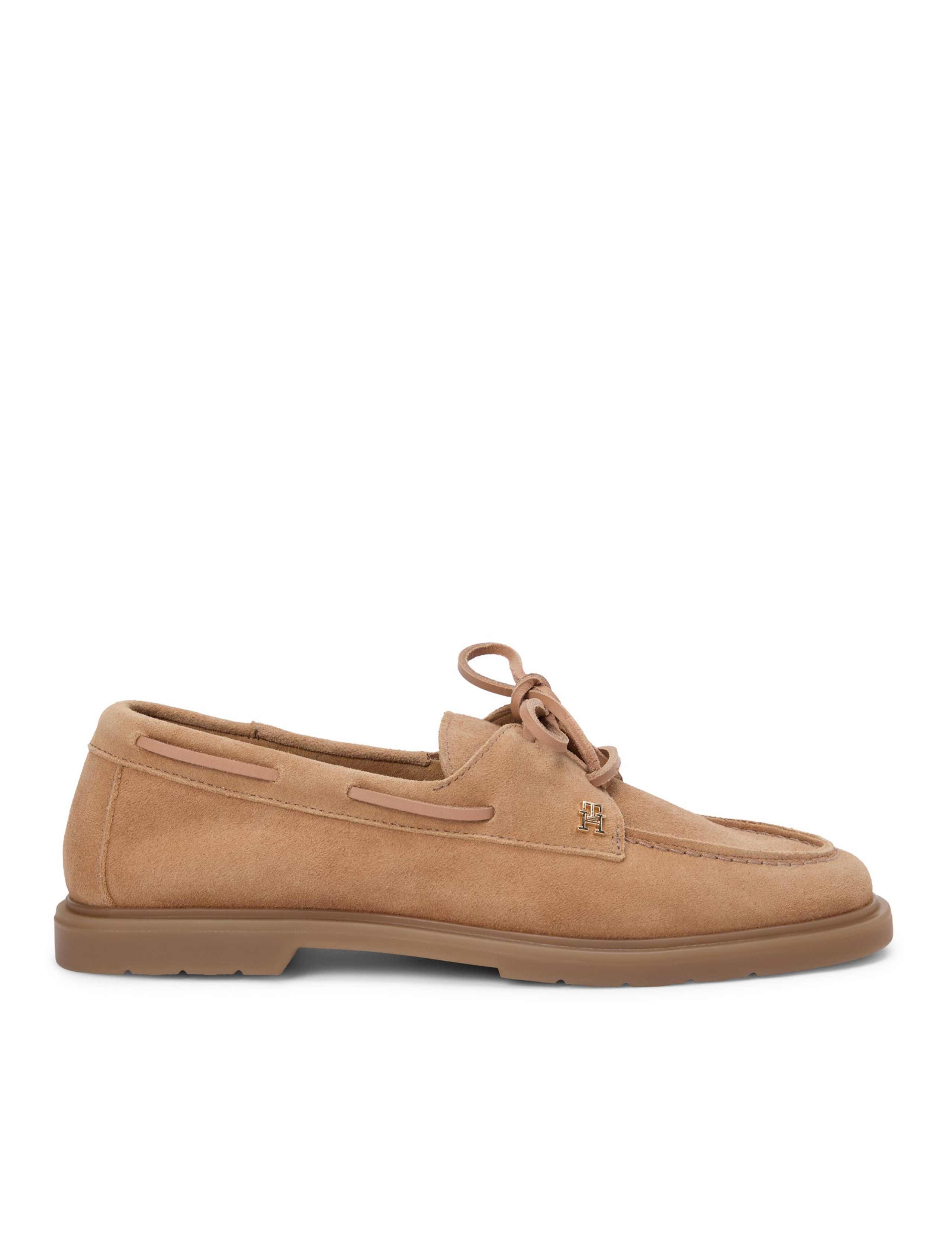 Leather Block Heel Boat Shoes