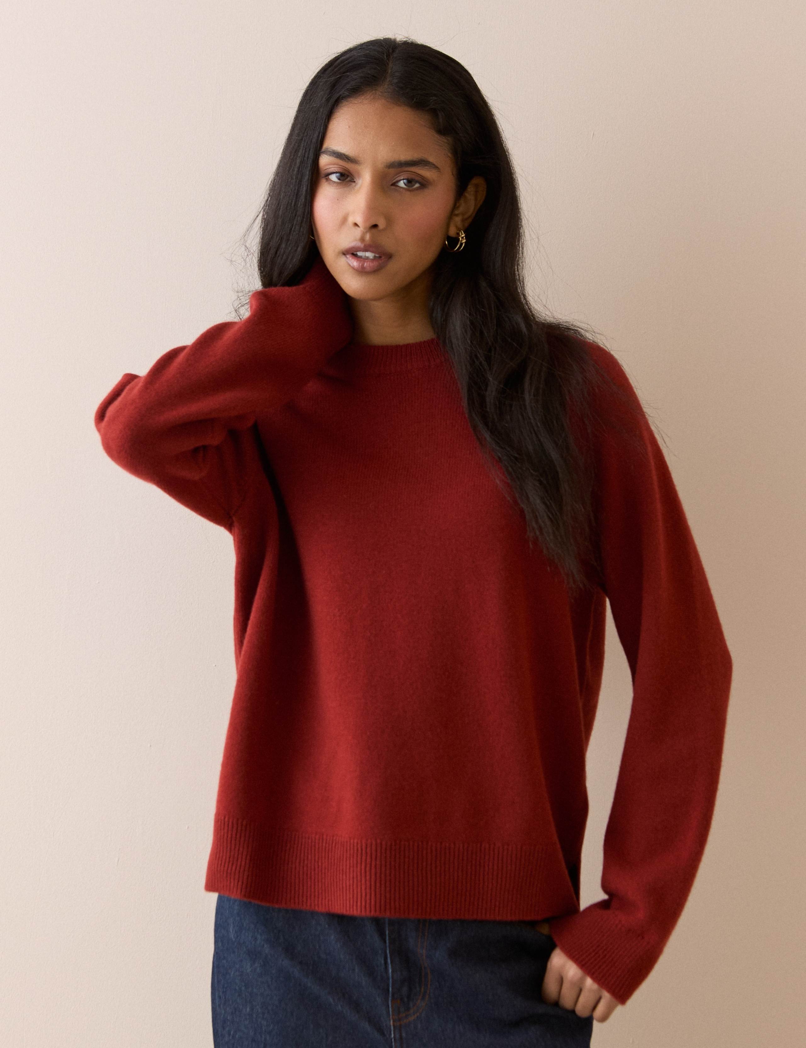Pure Wool Crew Neck Raglan Sleeve Jumper