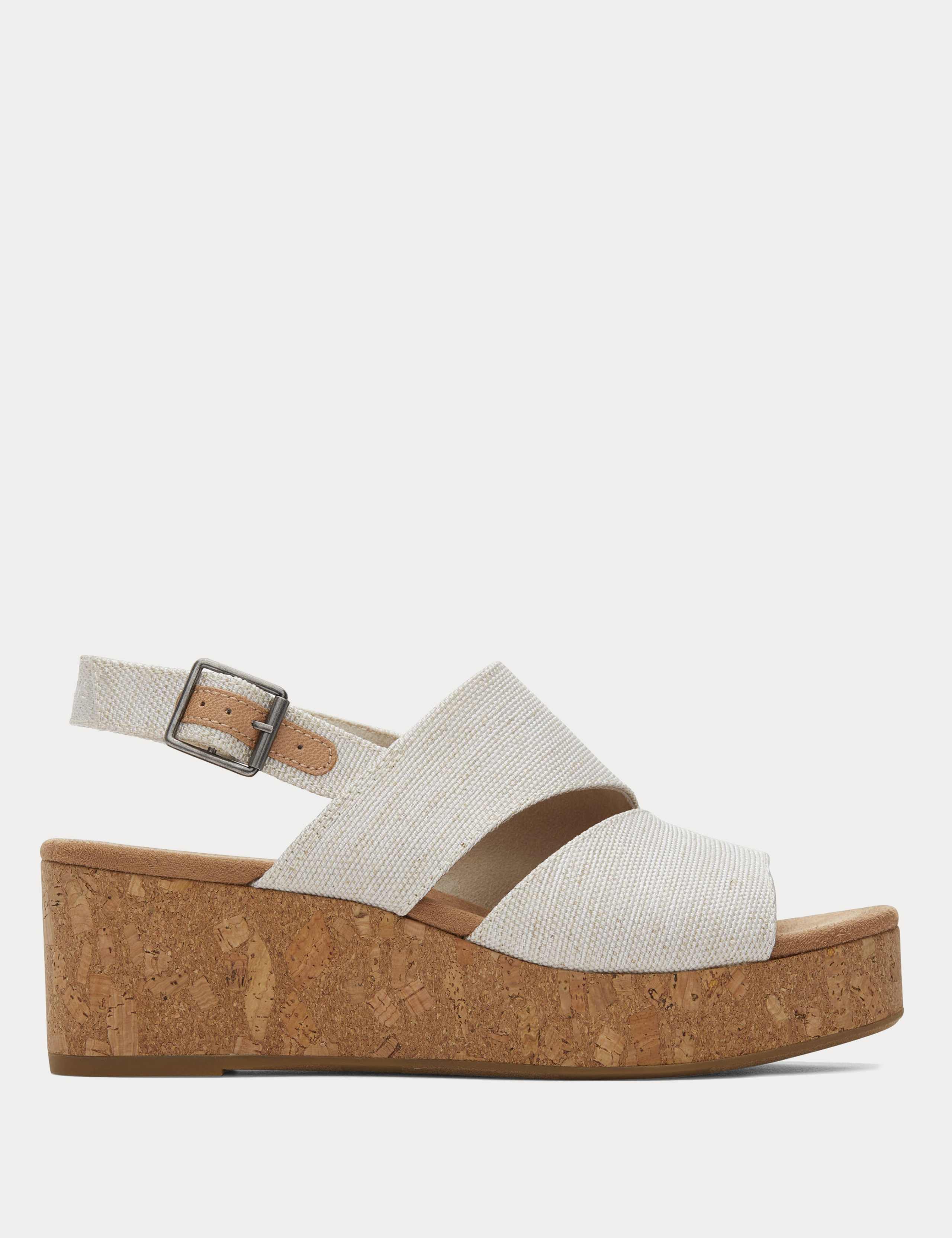 Canvas Buckle Wedge Sandals