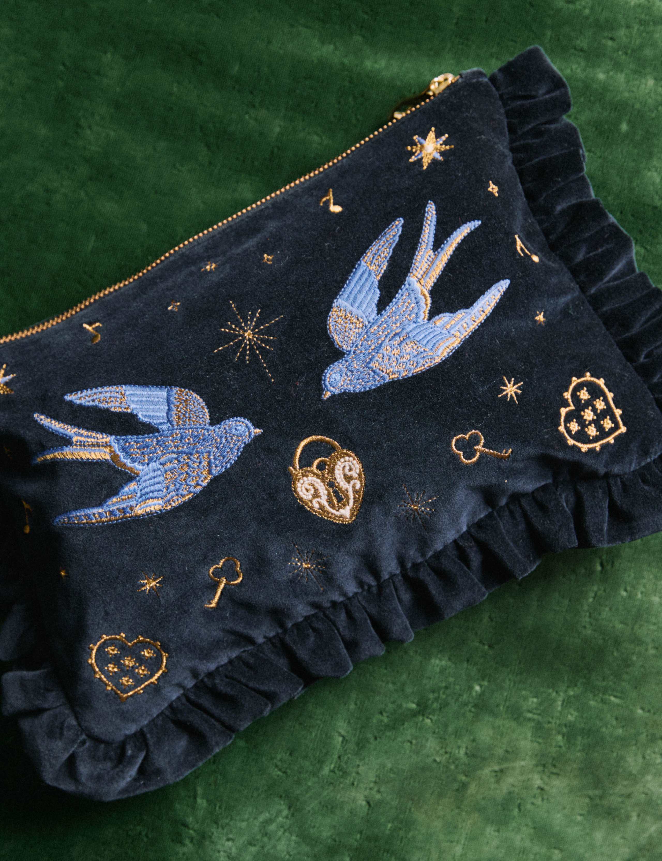 Embroidered Cotton Everyday Pouch