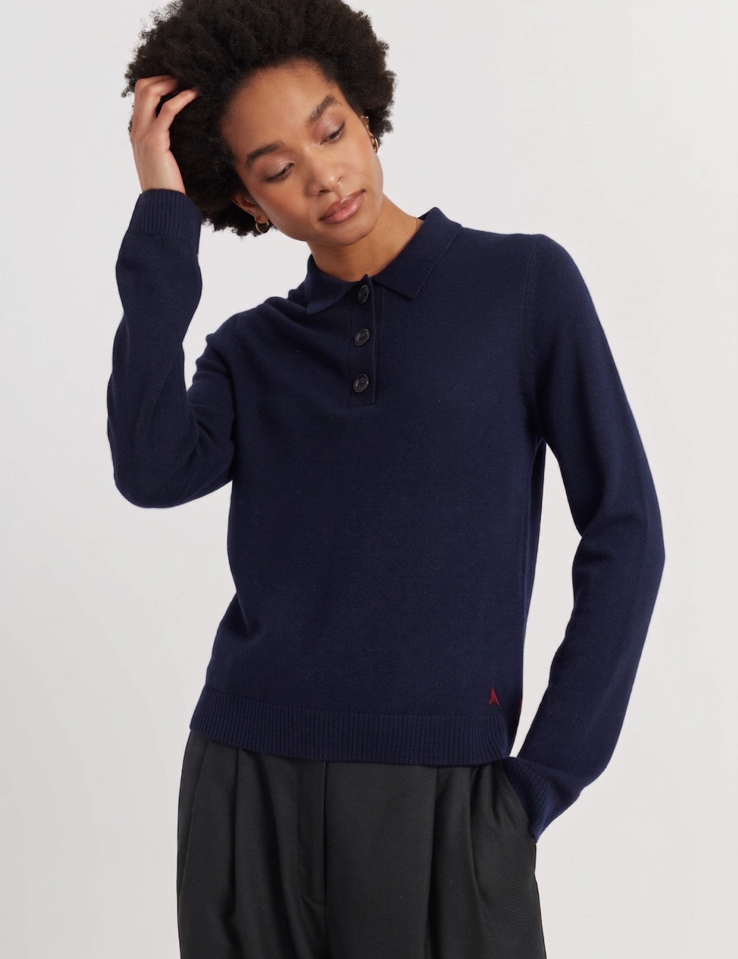 Wool Rich Collared Sweatshirt with Cashmere