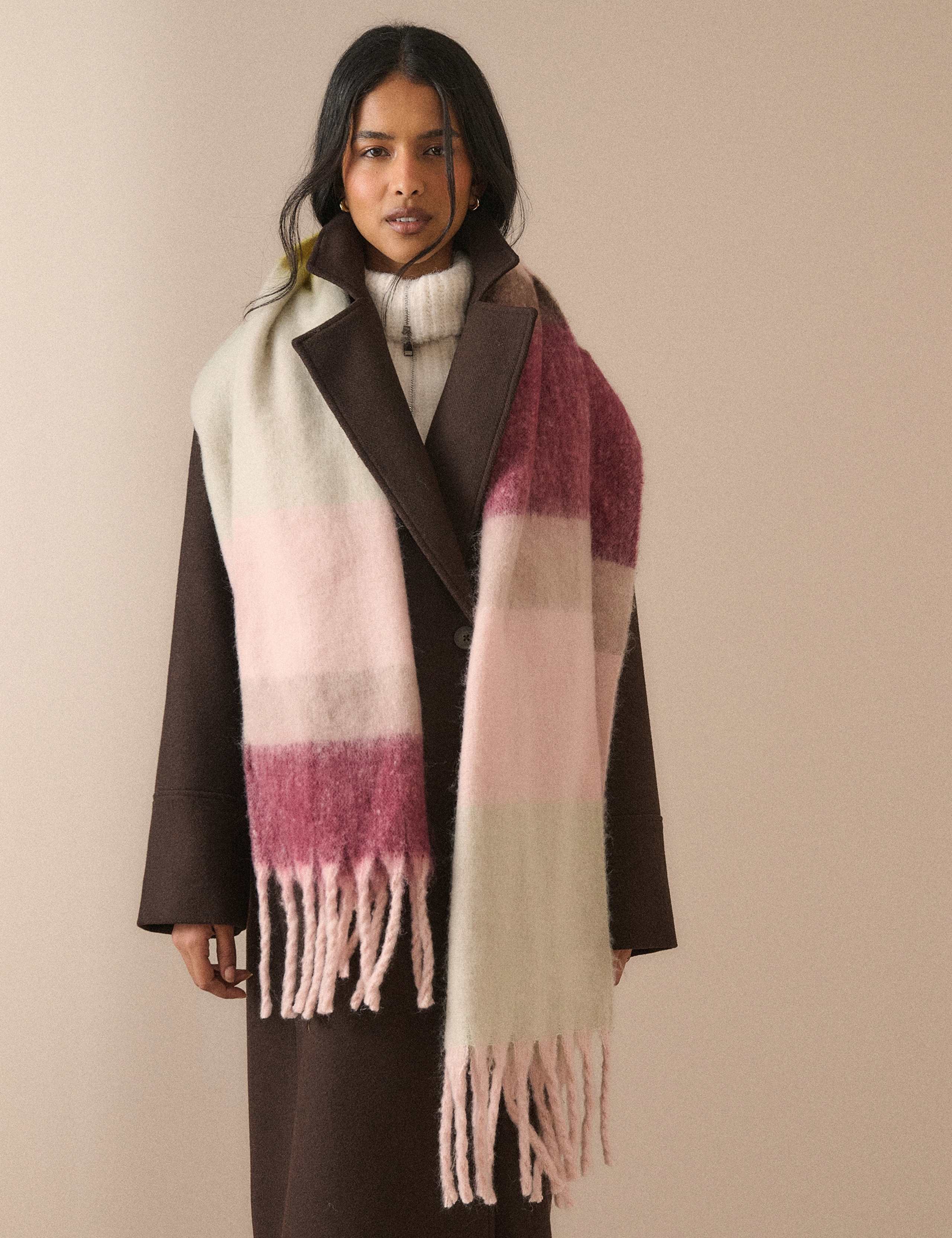 Colour Block Tassel Scarf