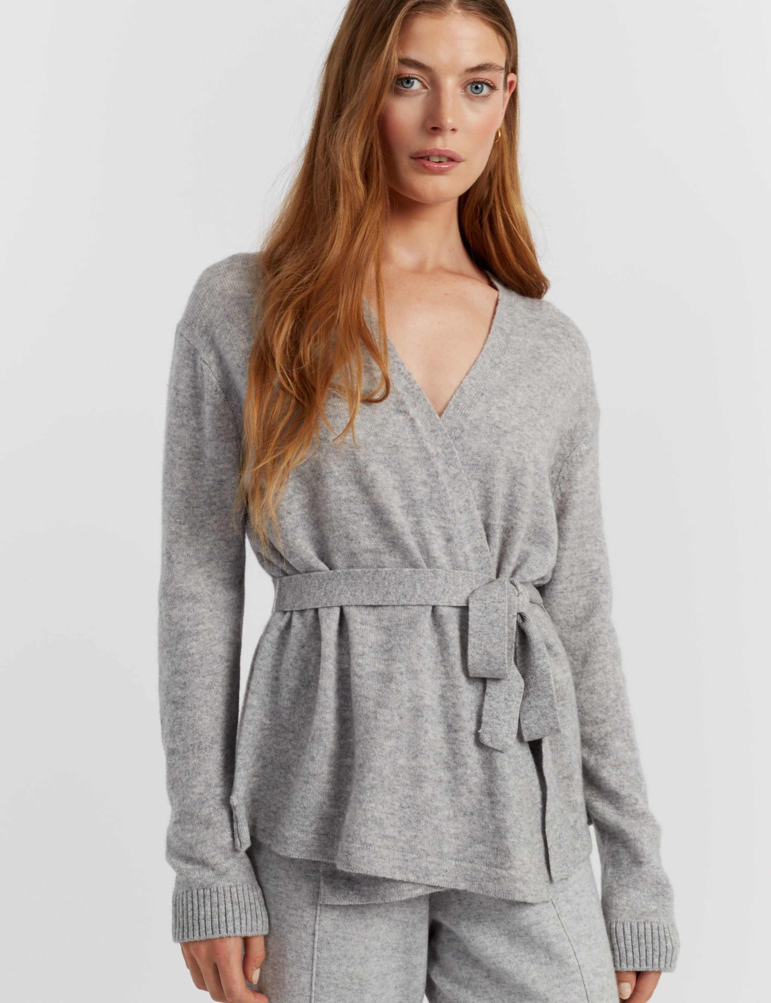 Wool Rich Wrap Relaxed Cardigan with Cashmere