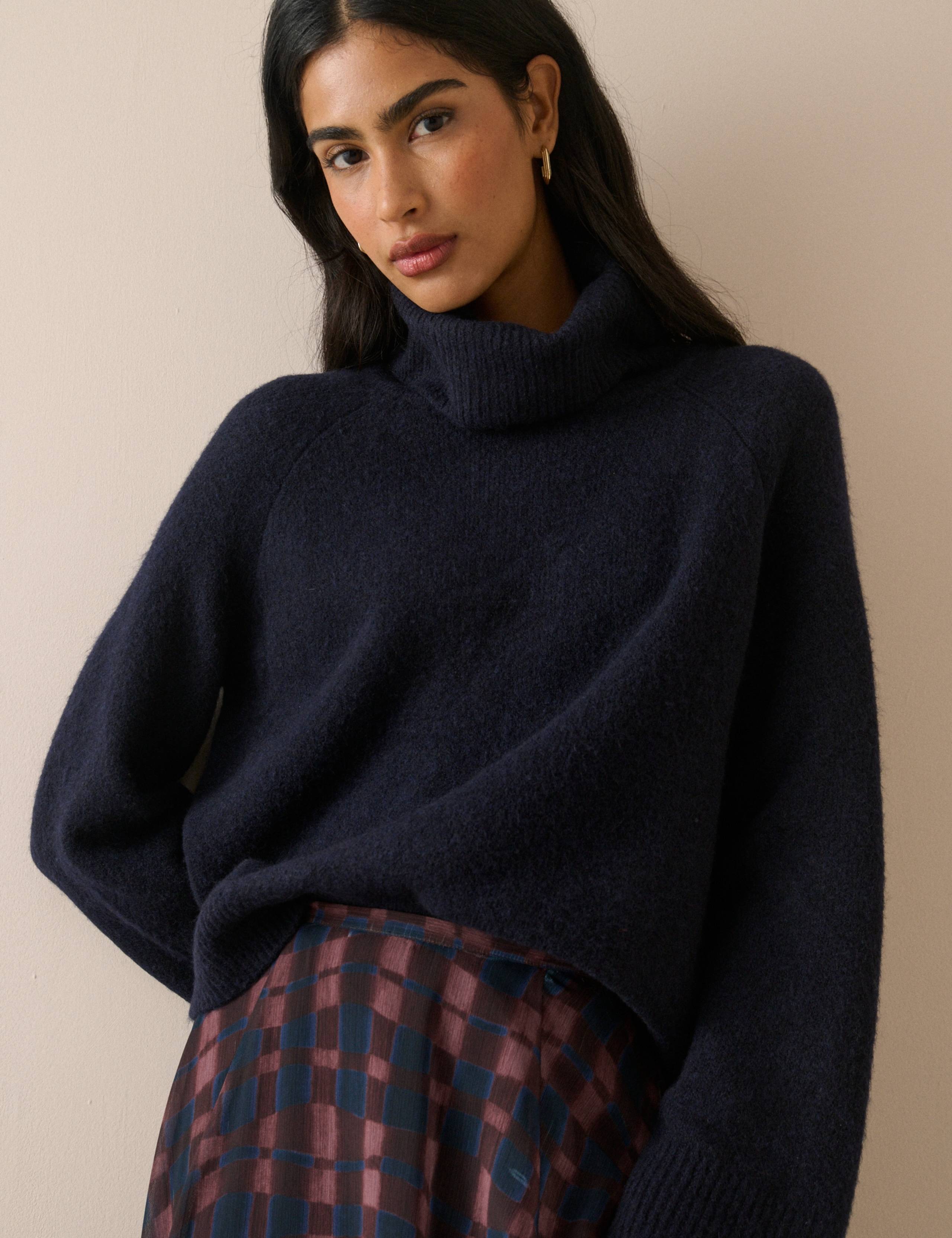 Roll Neck Relaxed Jumper with Wool