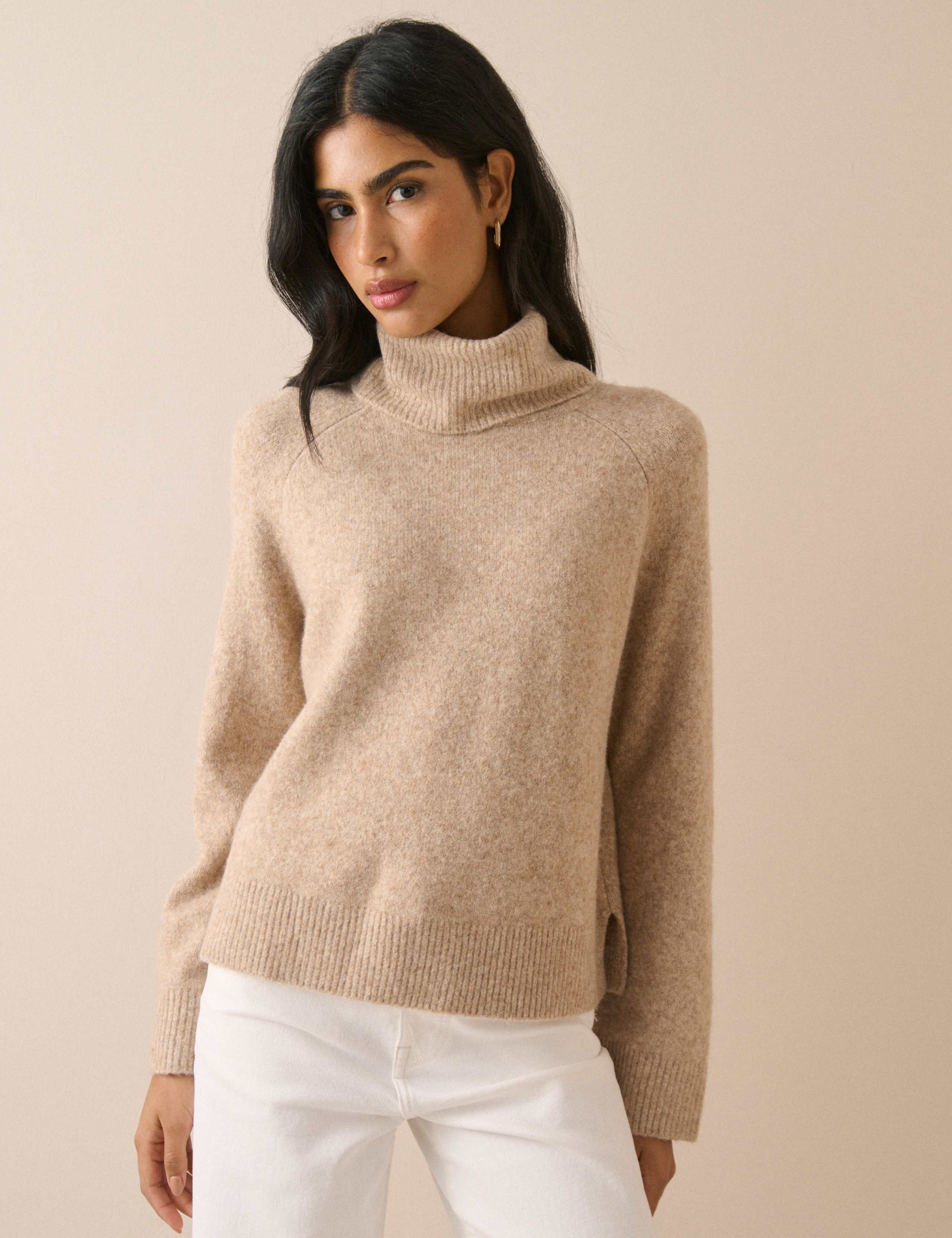 Roll Neck Relaxed Jumper with Wool