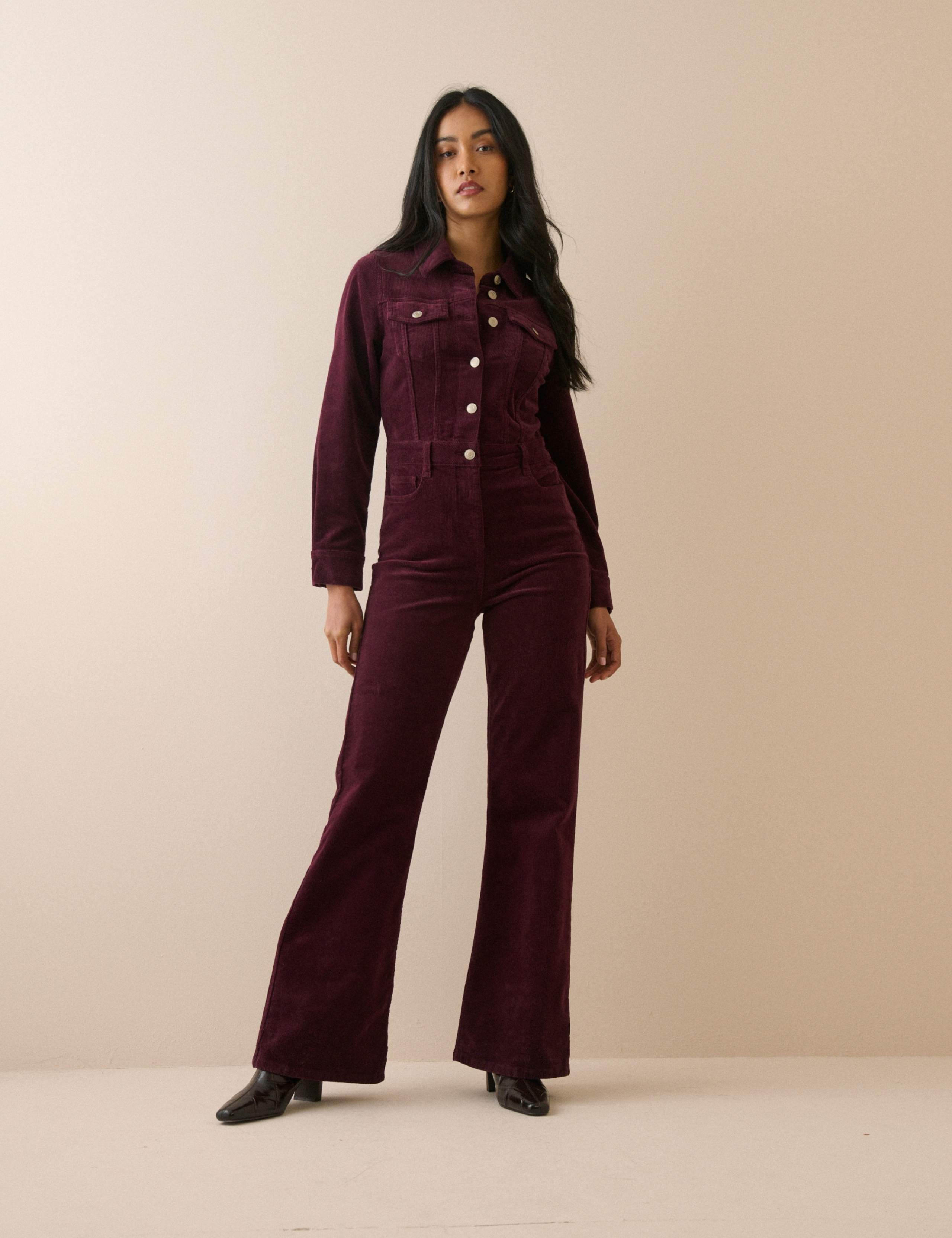 Cord Long Sleeve Jumpsuit
