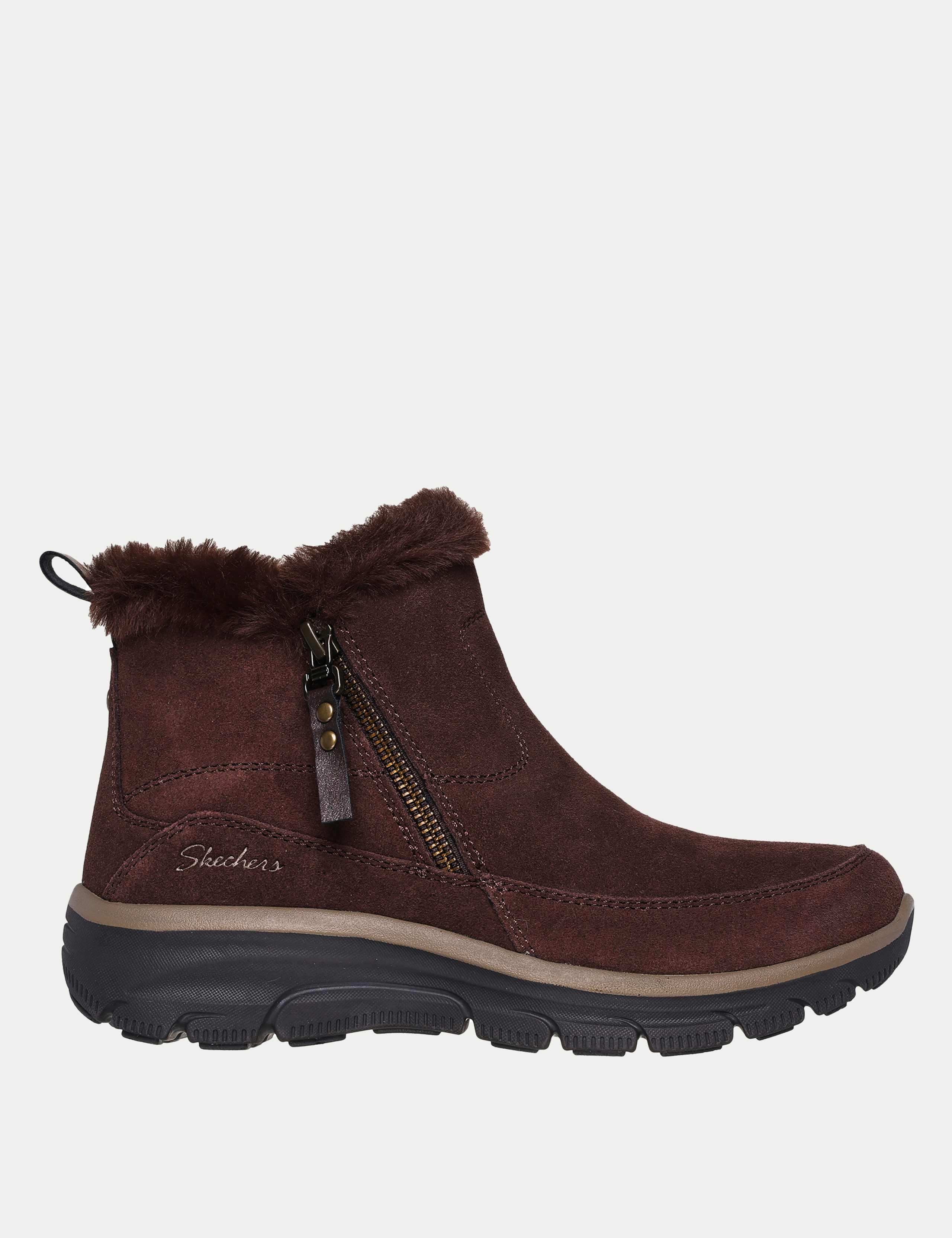 Suede Faux Fur Trim Flat Ankle Boots