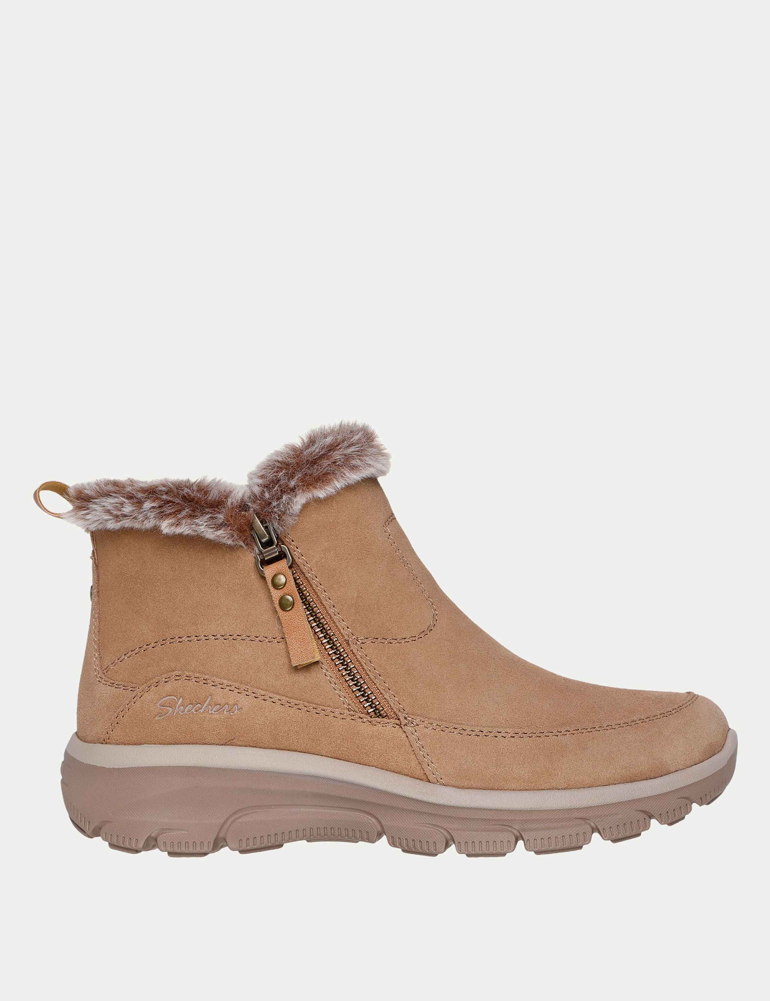 Suede Faux Fur Trim Flat Ankle Boots