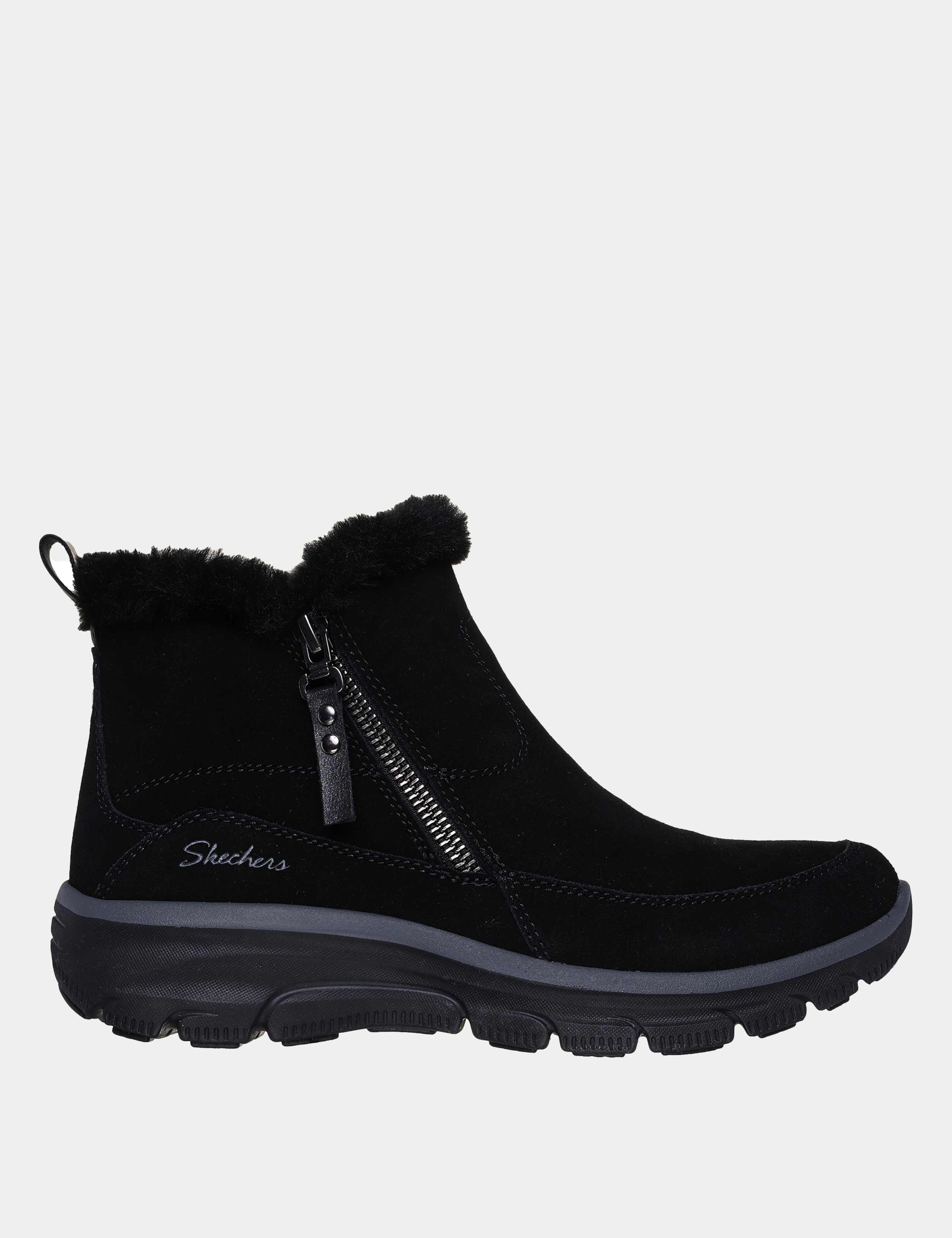 Suede Faux Fur Trim Flat Ankle Boots
