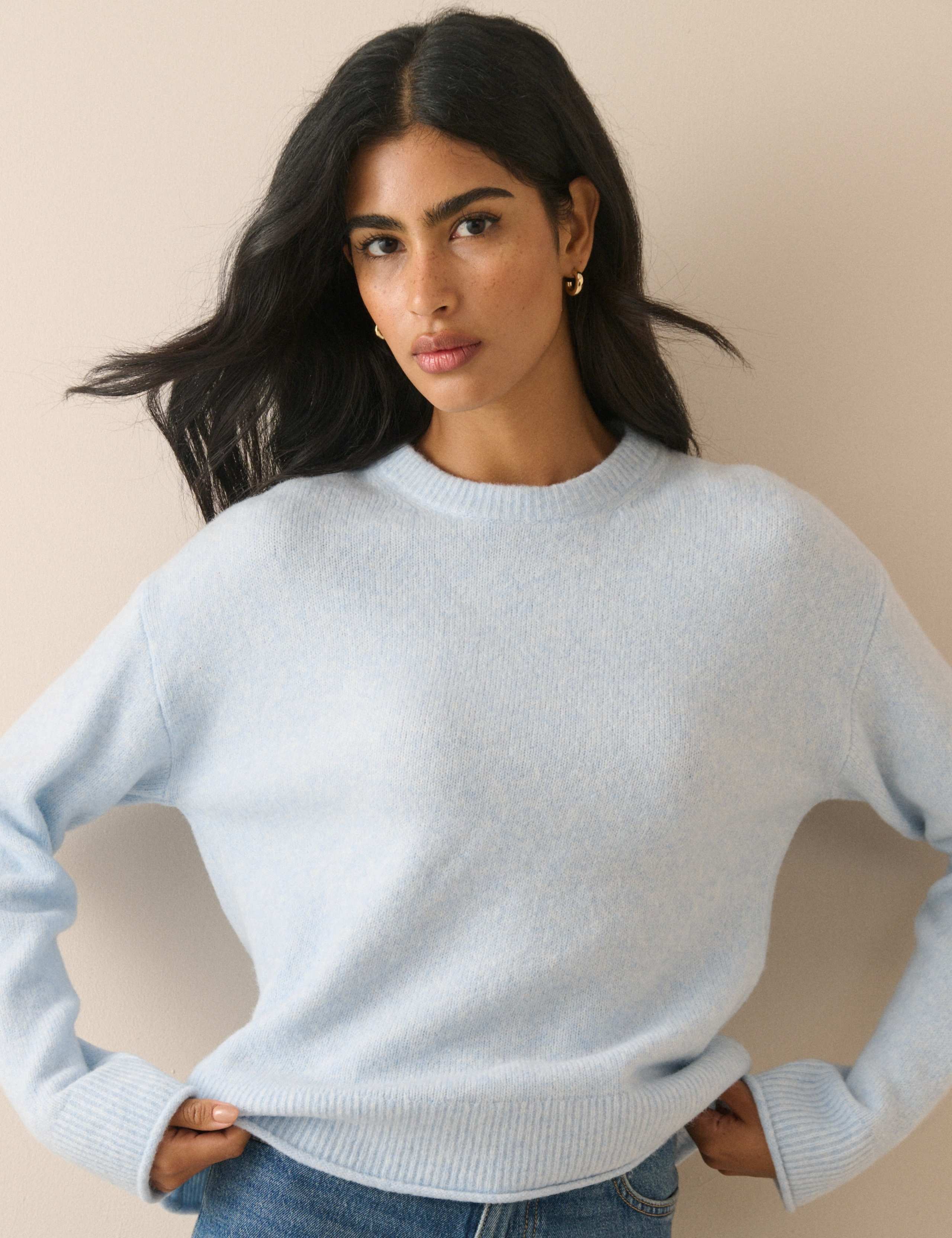 Crew Neck Relaxed Jumper with Wool