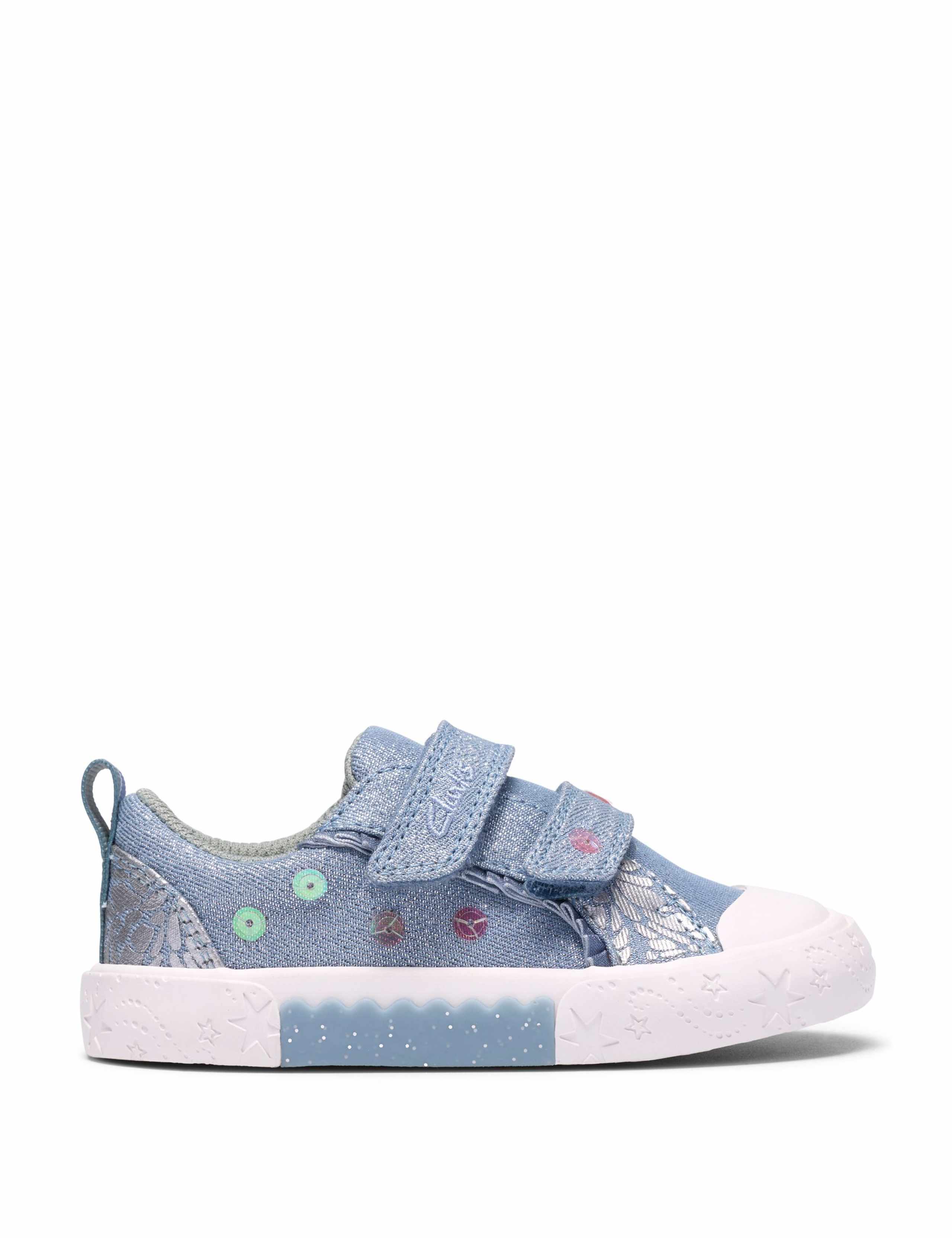 Kids' Denim Canvas Riptape Trainers (4 Small-6 ½ Small)