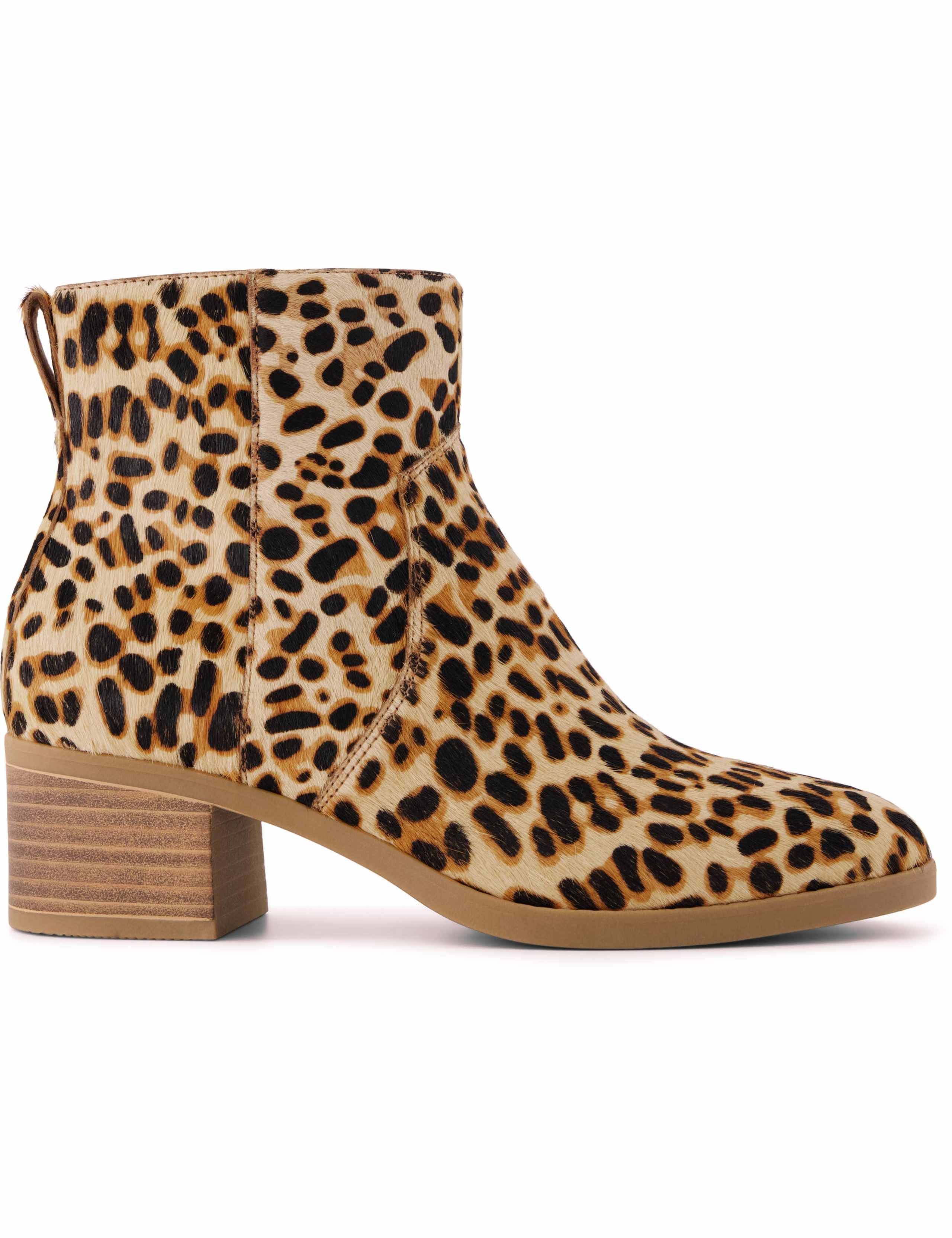 Leopard Print Block Heel Ankle Boots