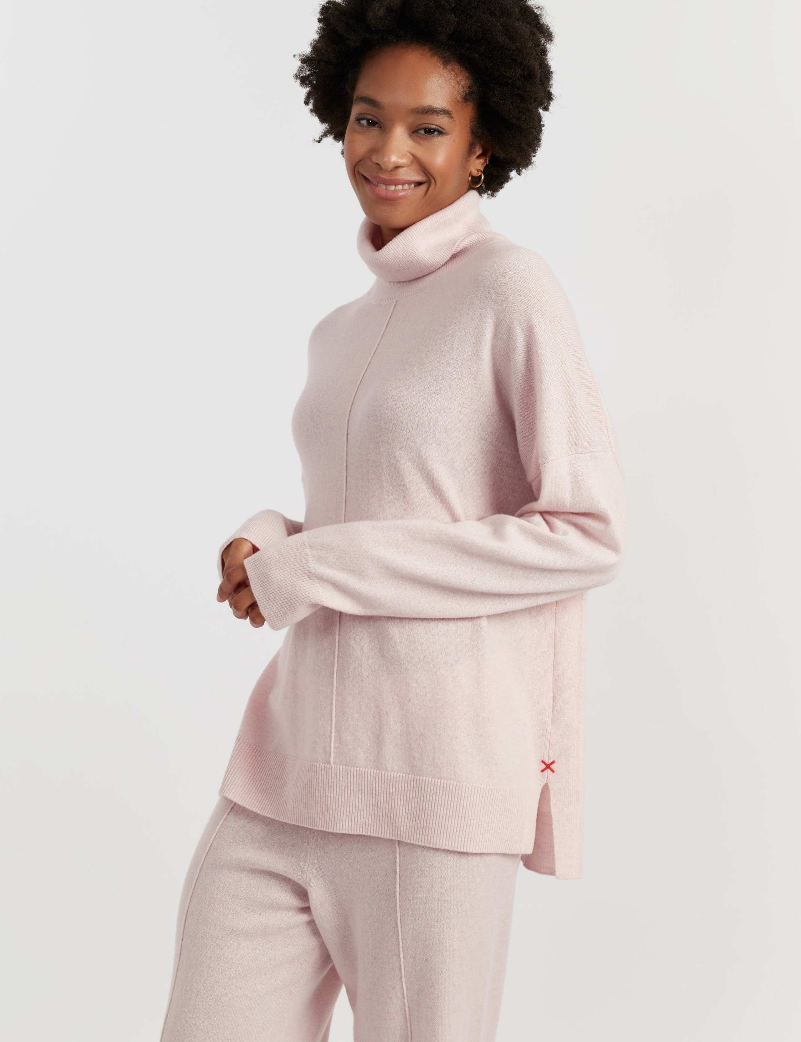 Wool Rich Roll Neck Relaxed Jumper with Cashmere